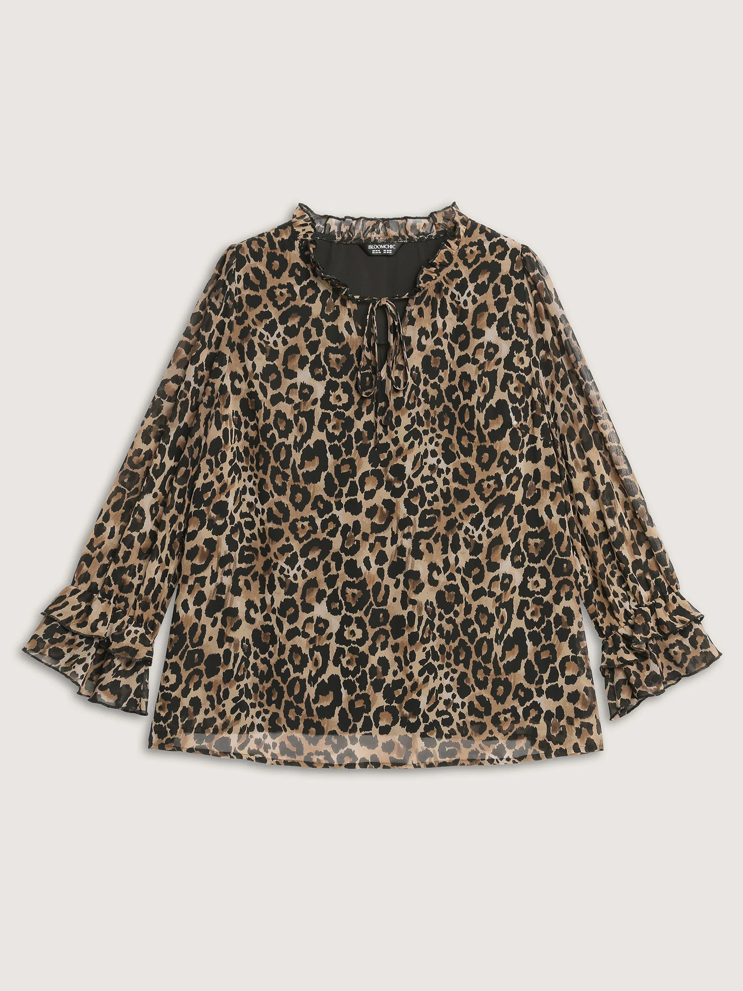 Leopard Print Ruffled Sleeve Blouse - Image 7