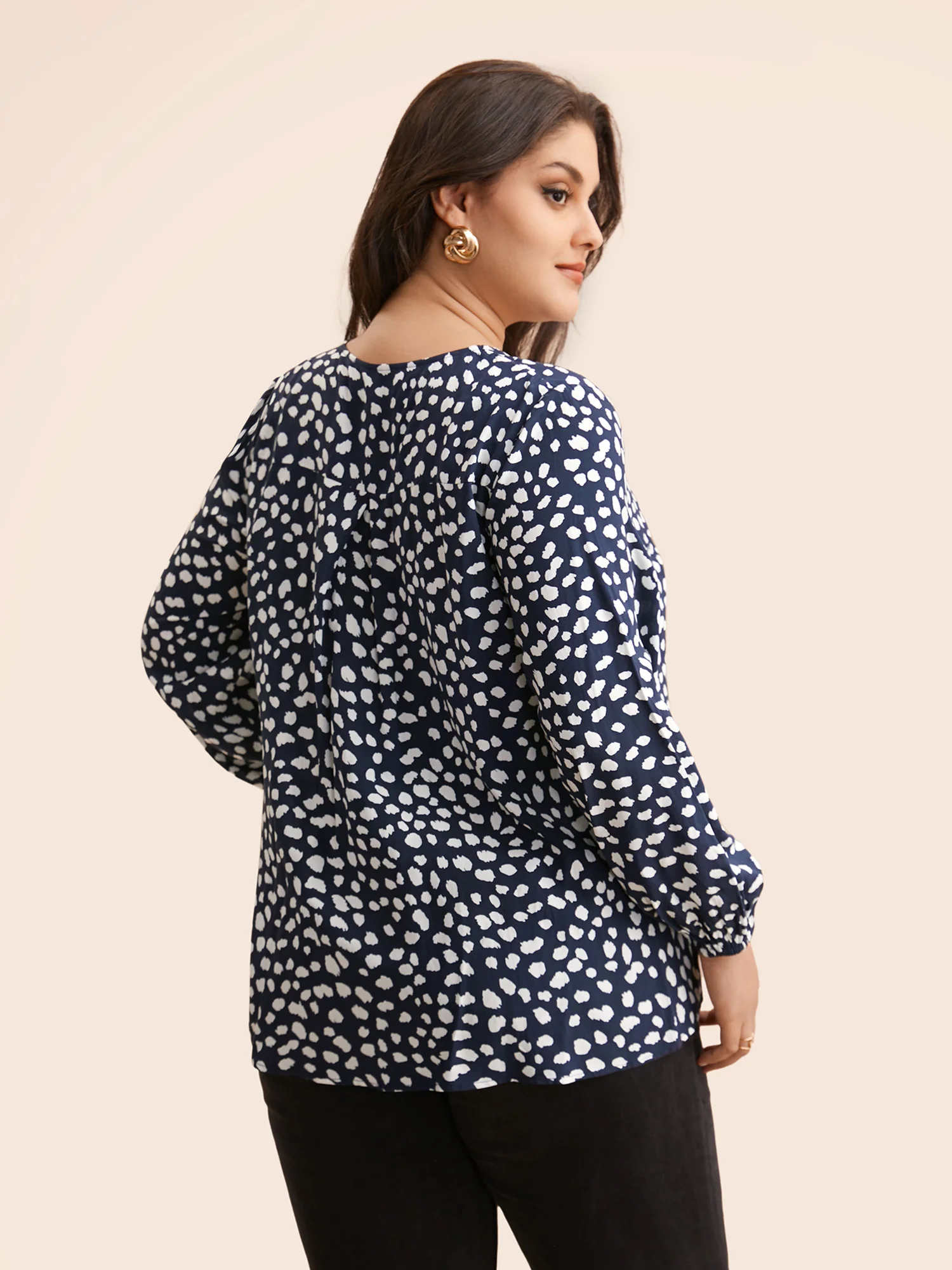 Leopard Print Ruffles Lantern Sleeve Blouse - Image 5