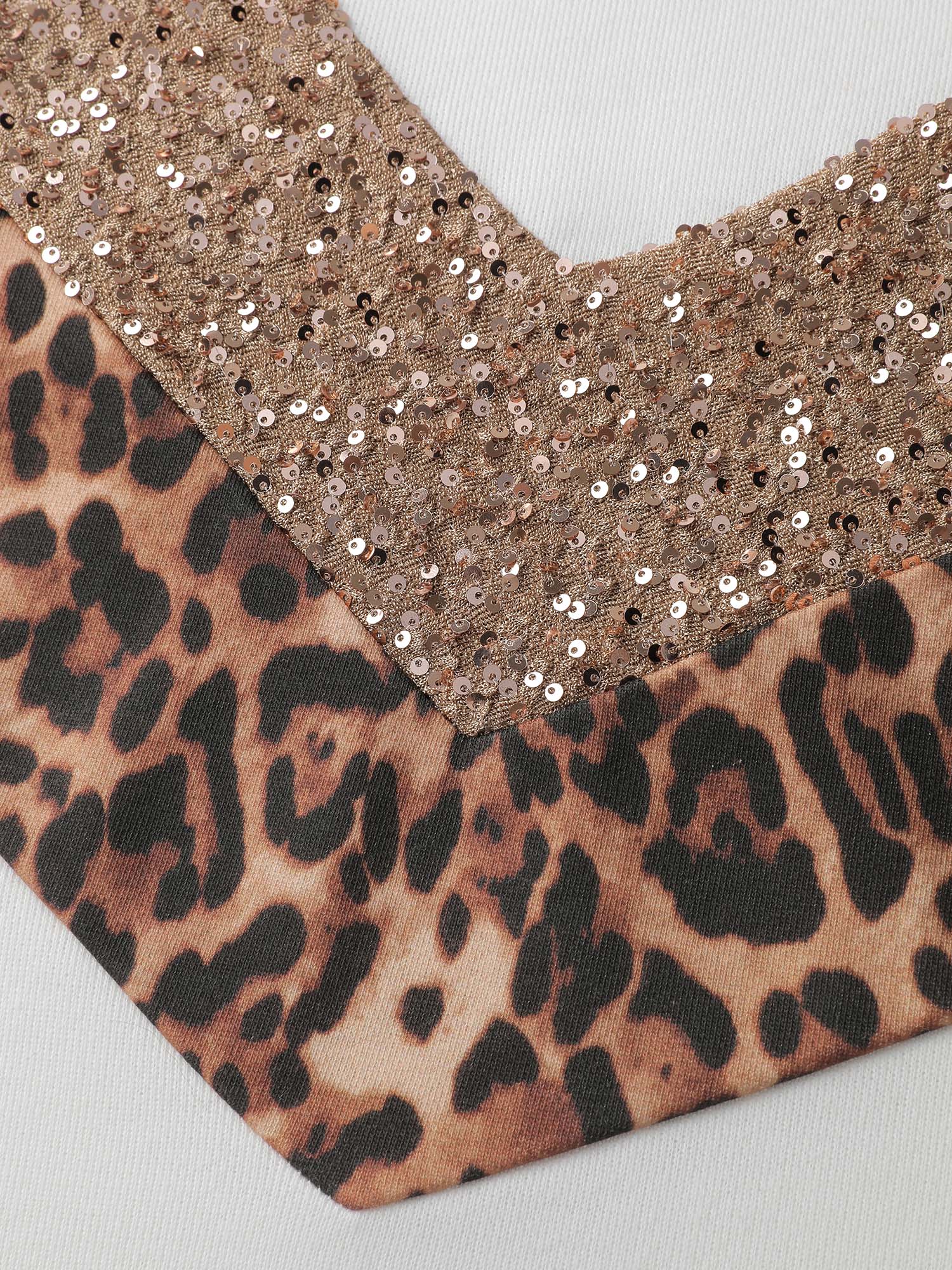 Leopard Print Sequin Contrast Sweatshirt - Image 5
