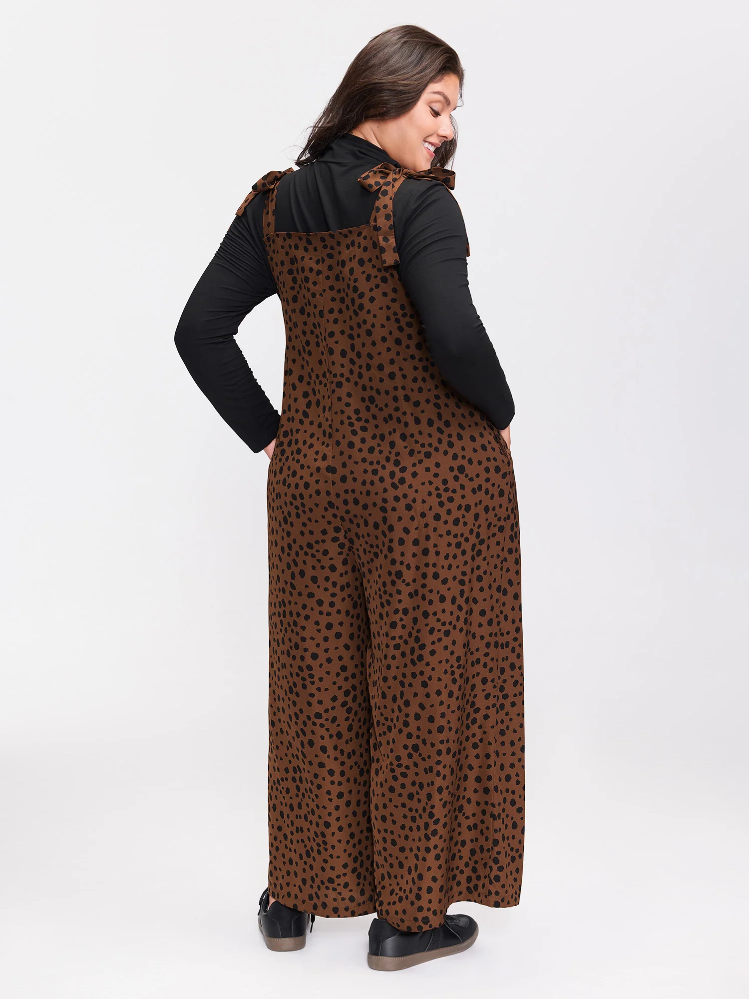 Leopard Print Pockets Shoulder Ties Jumpsuit - Image 19