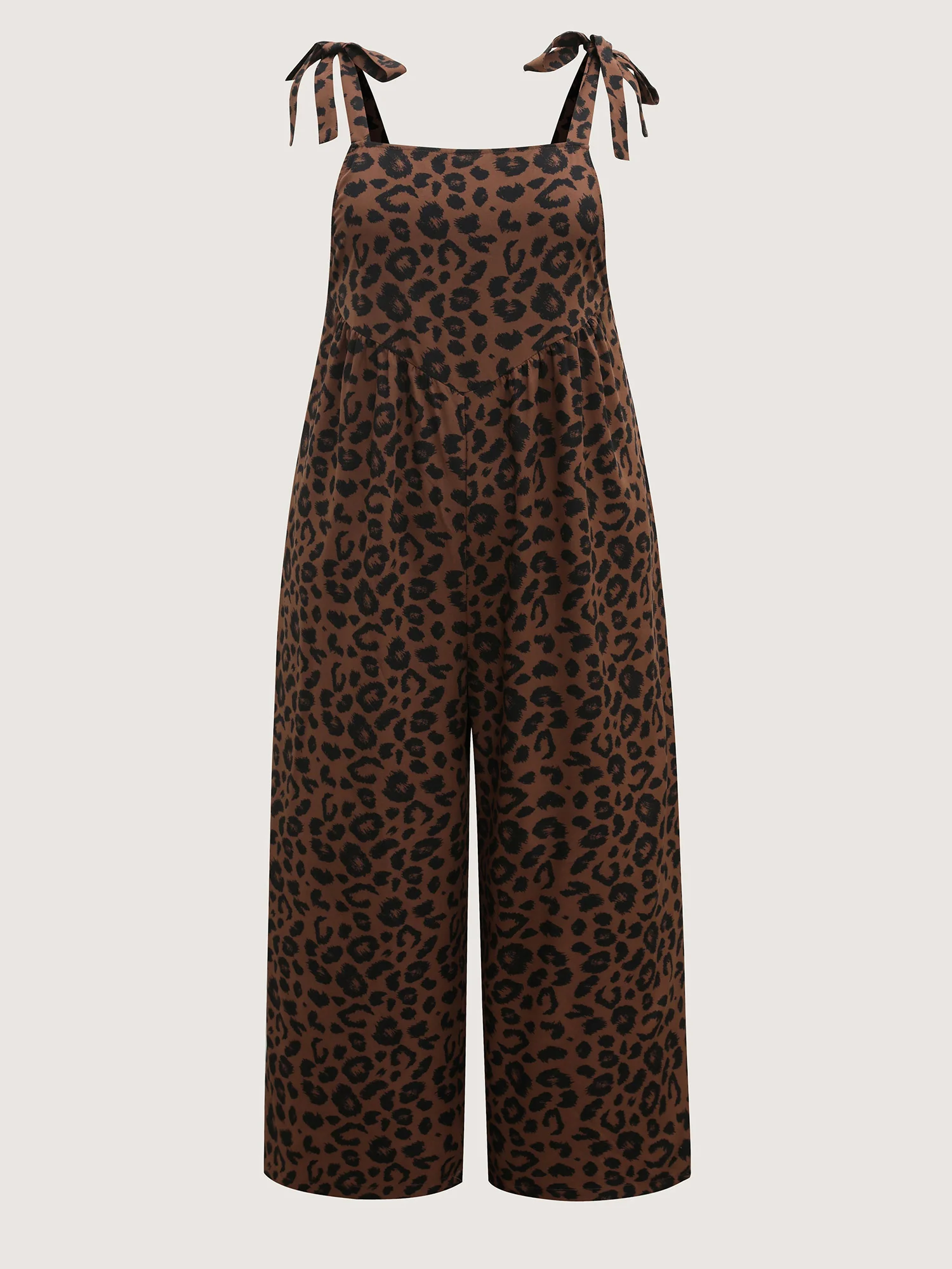 Leopard Print Pockets Shoulder Ties Jumpsuit - Image 7