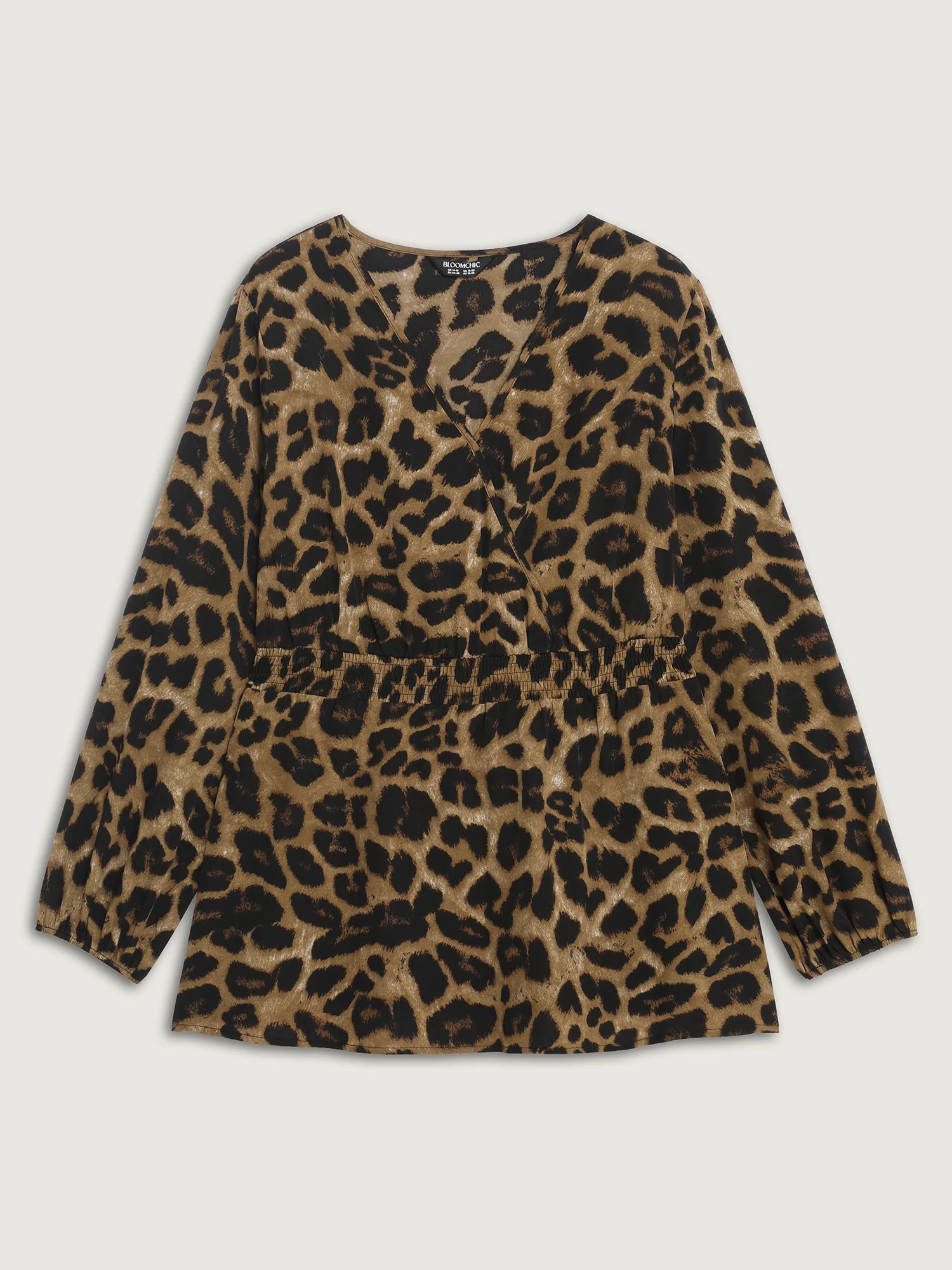 Leopard Print Shirred Waist Blouse - Image 5
