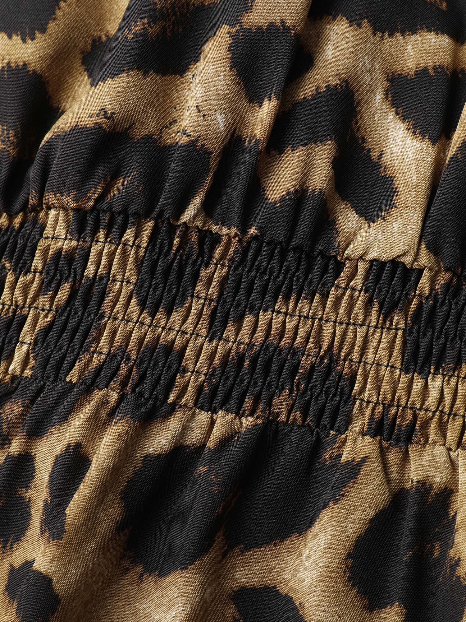 Leopard Print Shirred Waist Blouse - Image 7