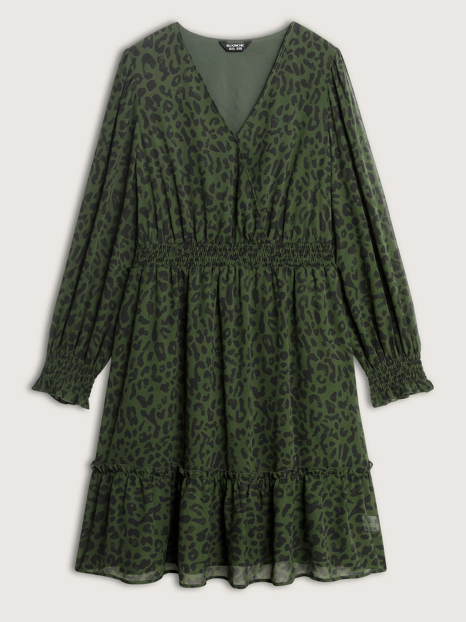 Leopard Print Shirred Waist Midi Dress - Image 8