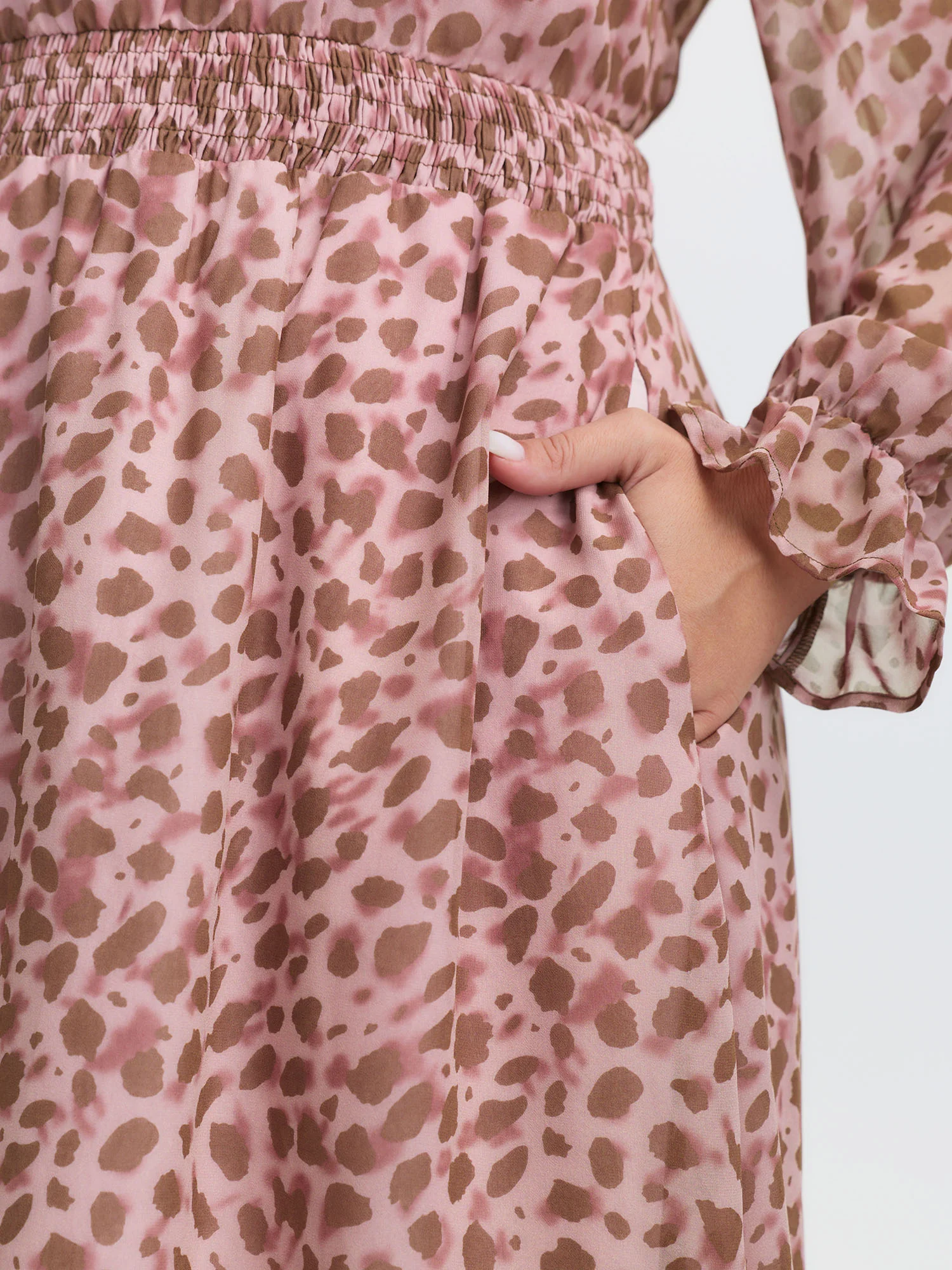 Leopard Print Shirred Waist Mini Dress - Image 3