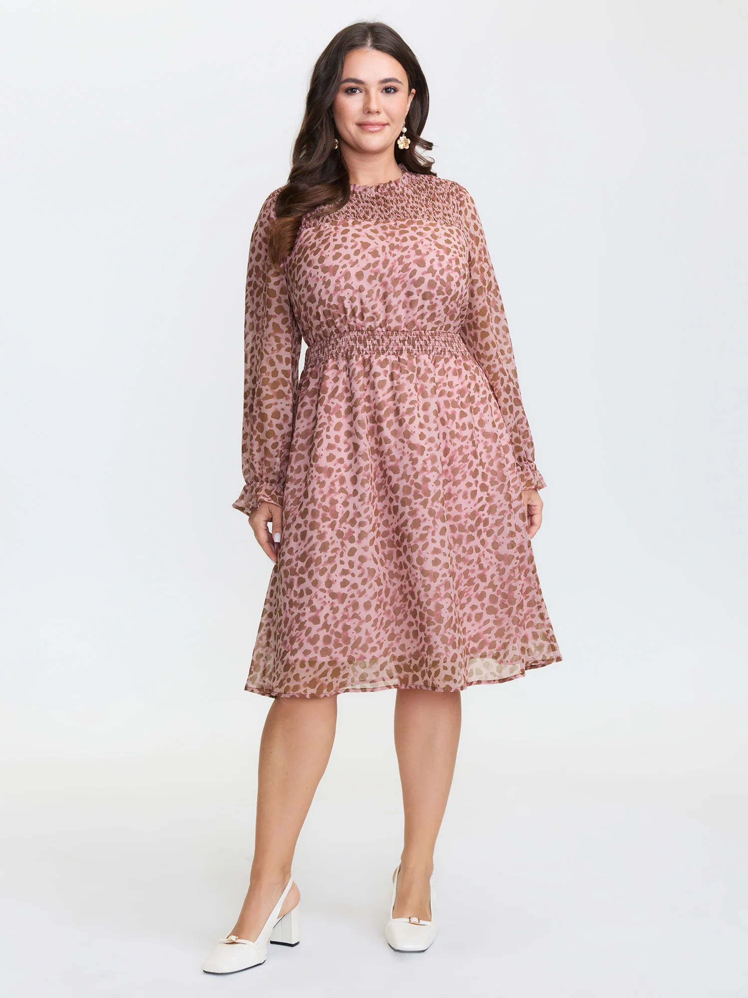 Leopard Print Shirred Waist Mini Dress - Image 4