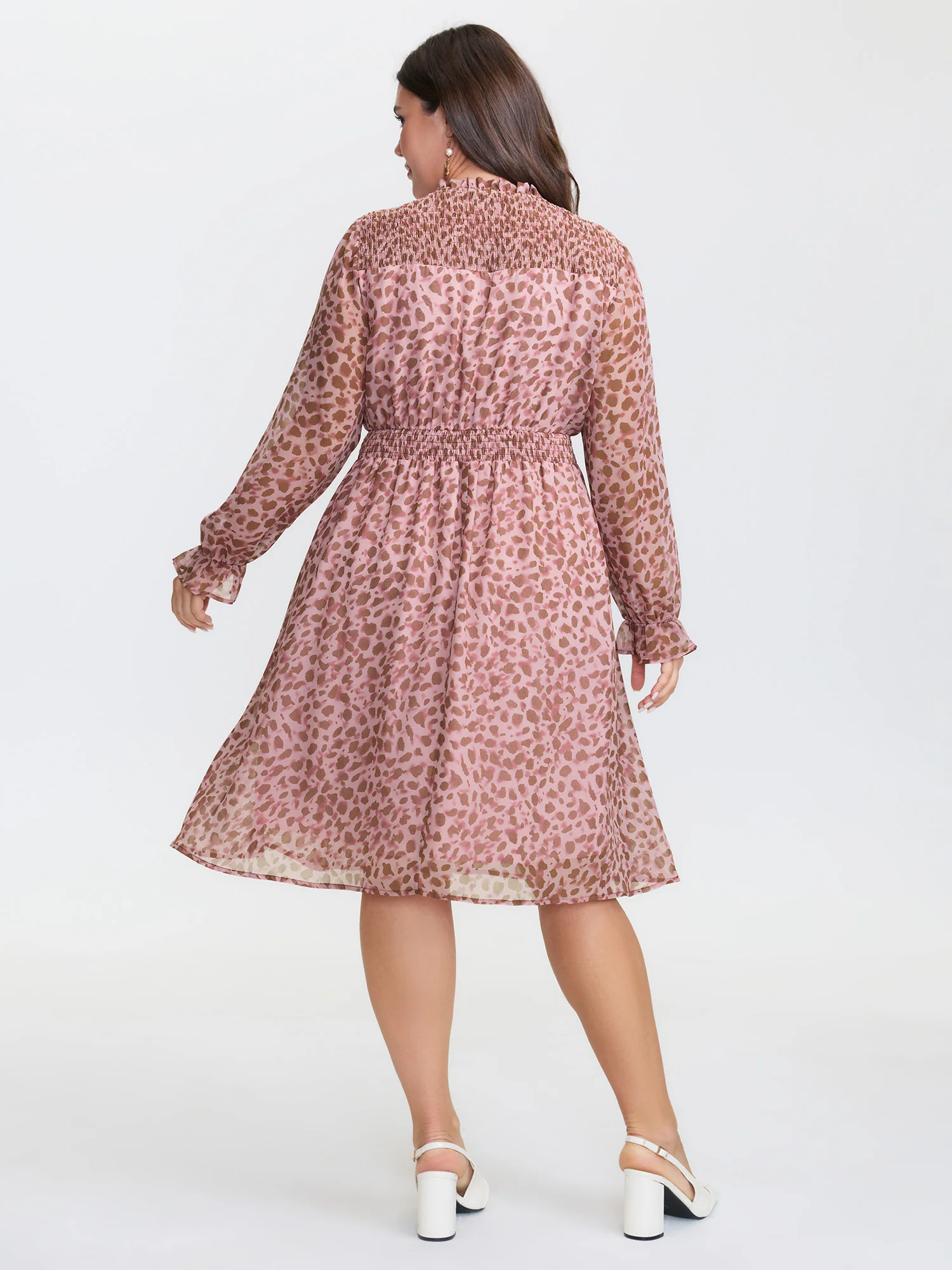 Leopard Print Shirred Waist Mini Dress - Image 5