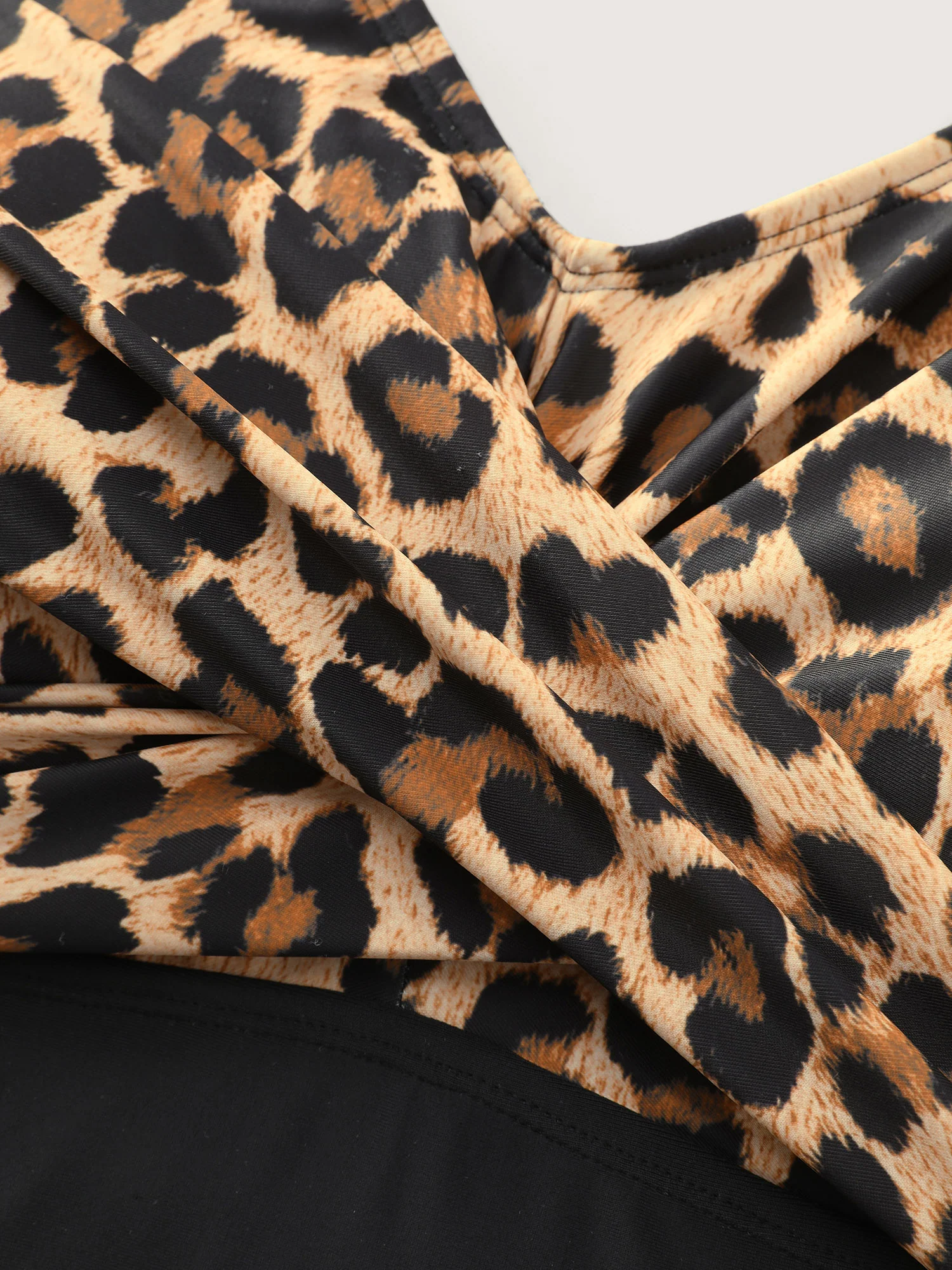 Leopard Print Shrink Pleat One-Piece Swimsuit - Image 7