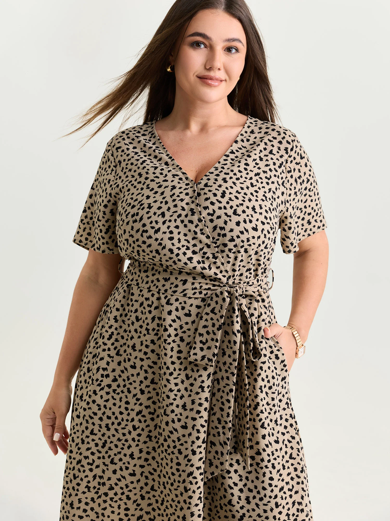 Leopard Print Side-Tie Midi Dress - Image 2