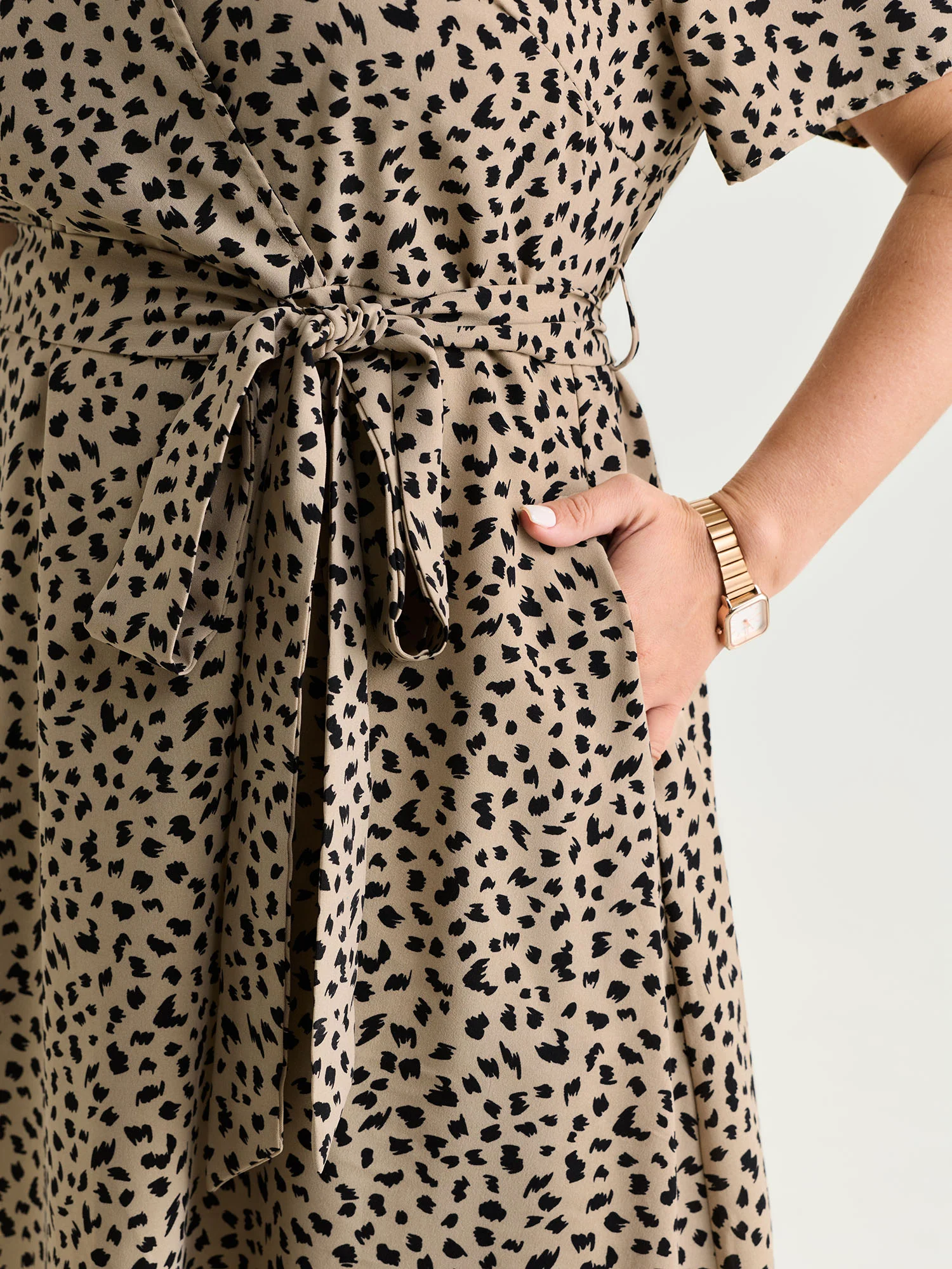 Leopard Print Side-Tie Midi Dress - Image 3
