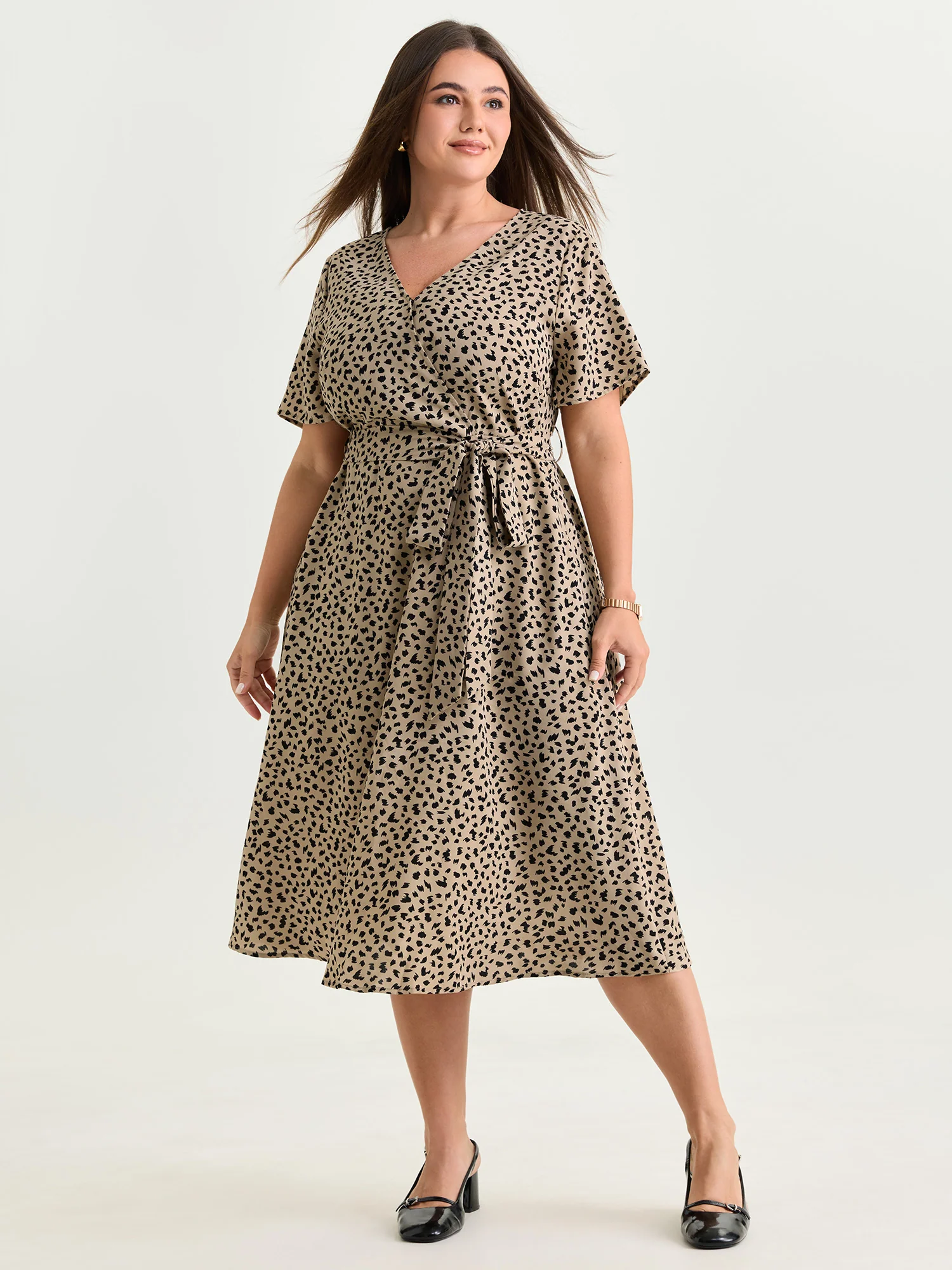 Leopard Print Side-Tie Midi Dress - Image 4