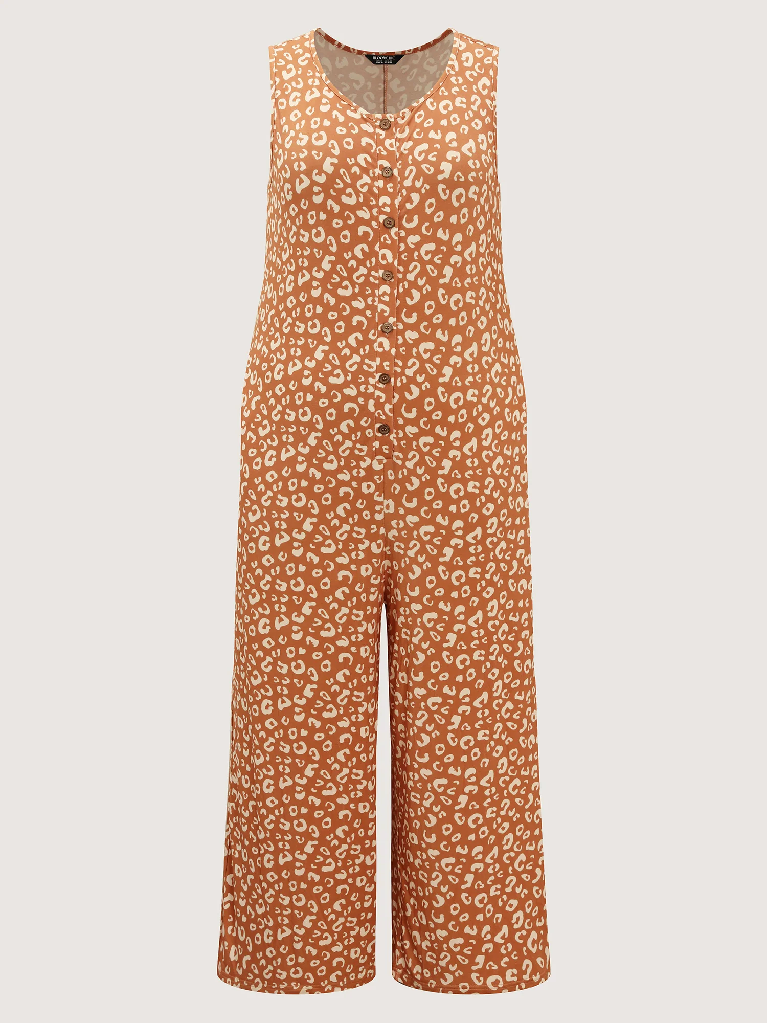 Leopard Print Sleeveless Button Front Lounge jumpsuit - Image 7