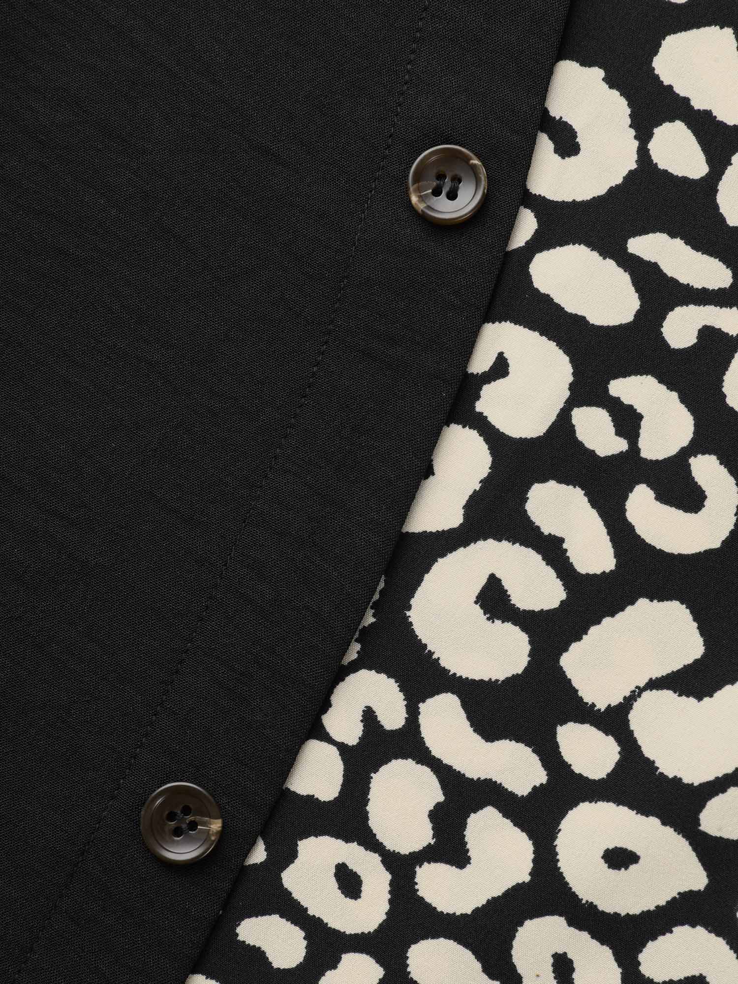 Leopard Print Spliced Tab Sleeve Blouse - Image 7