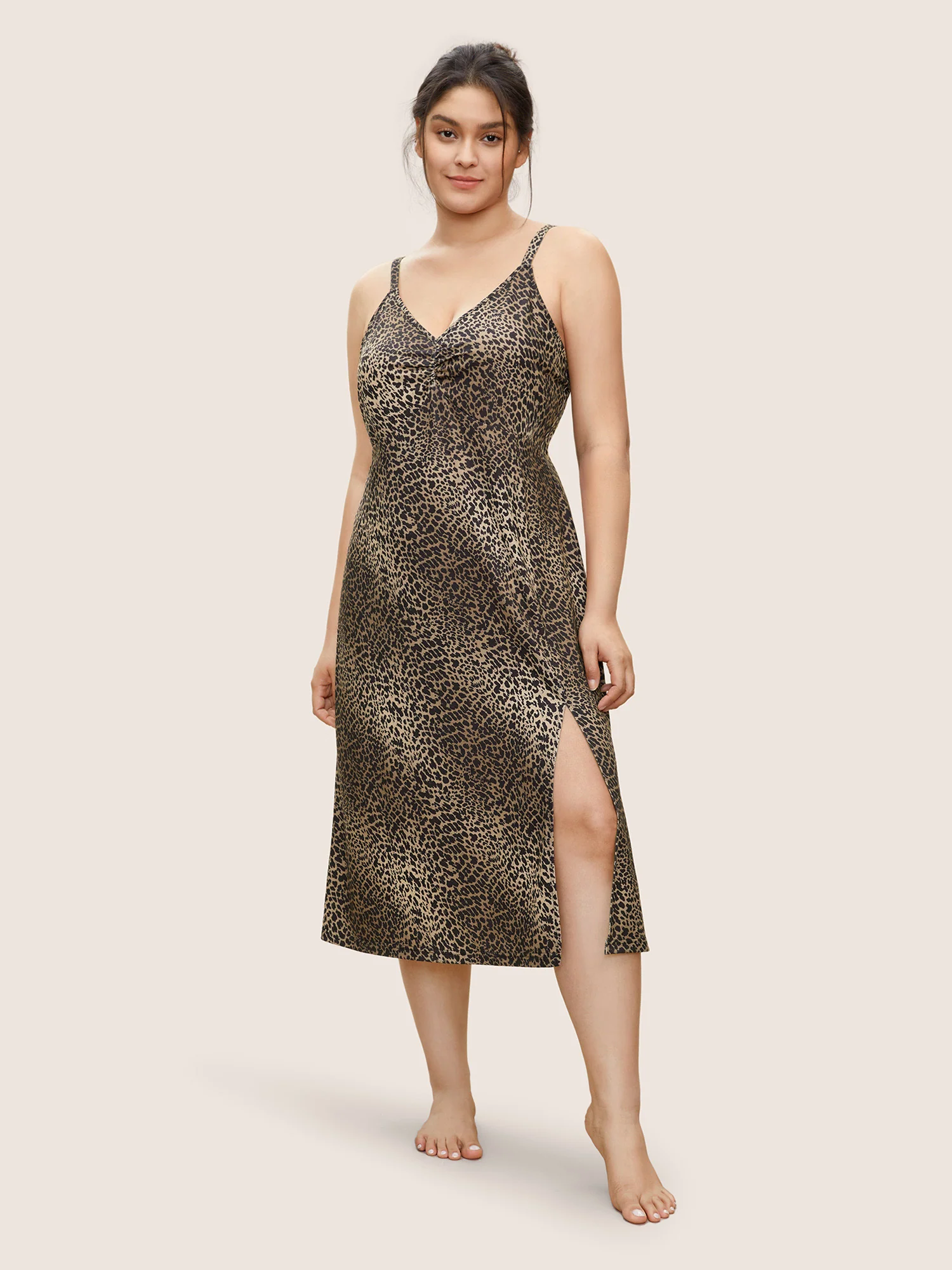 Wild Leopard Print Side Split Cami Nightgown