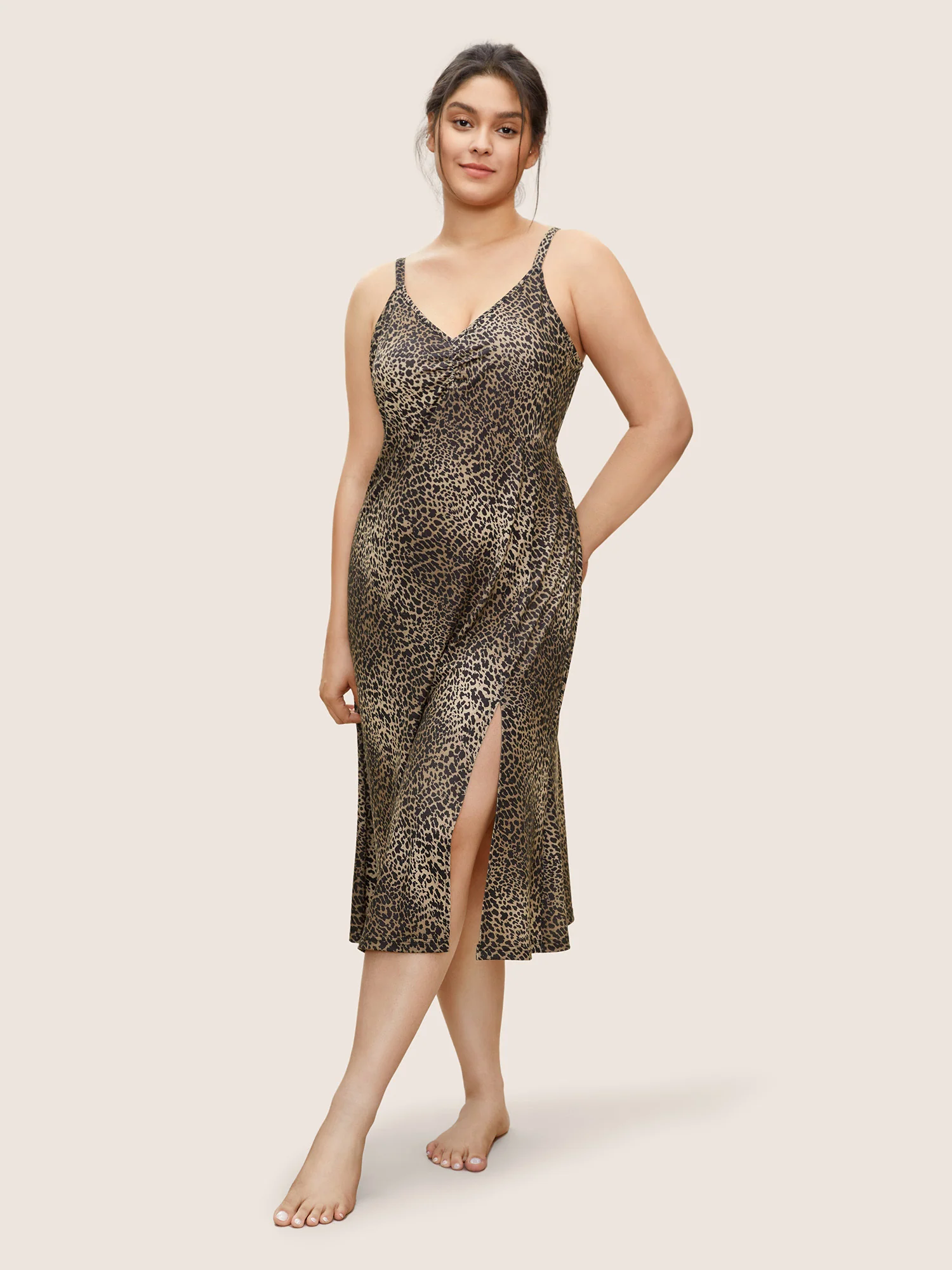 Wild Leopard Print Side Split Cami Nightgown - Image 3