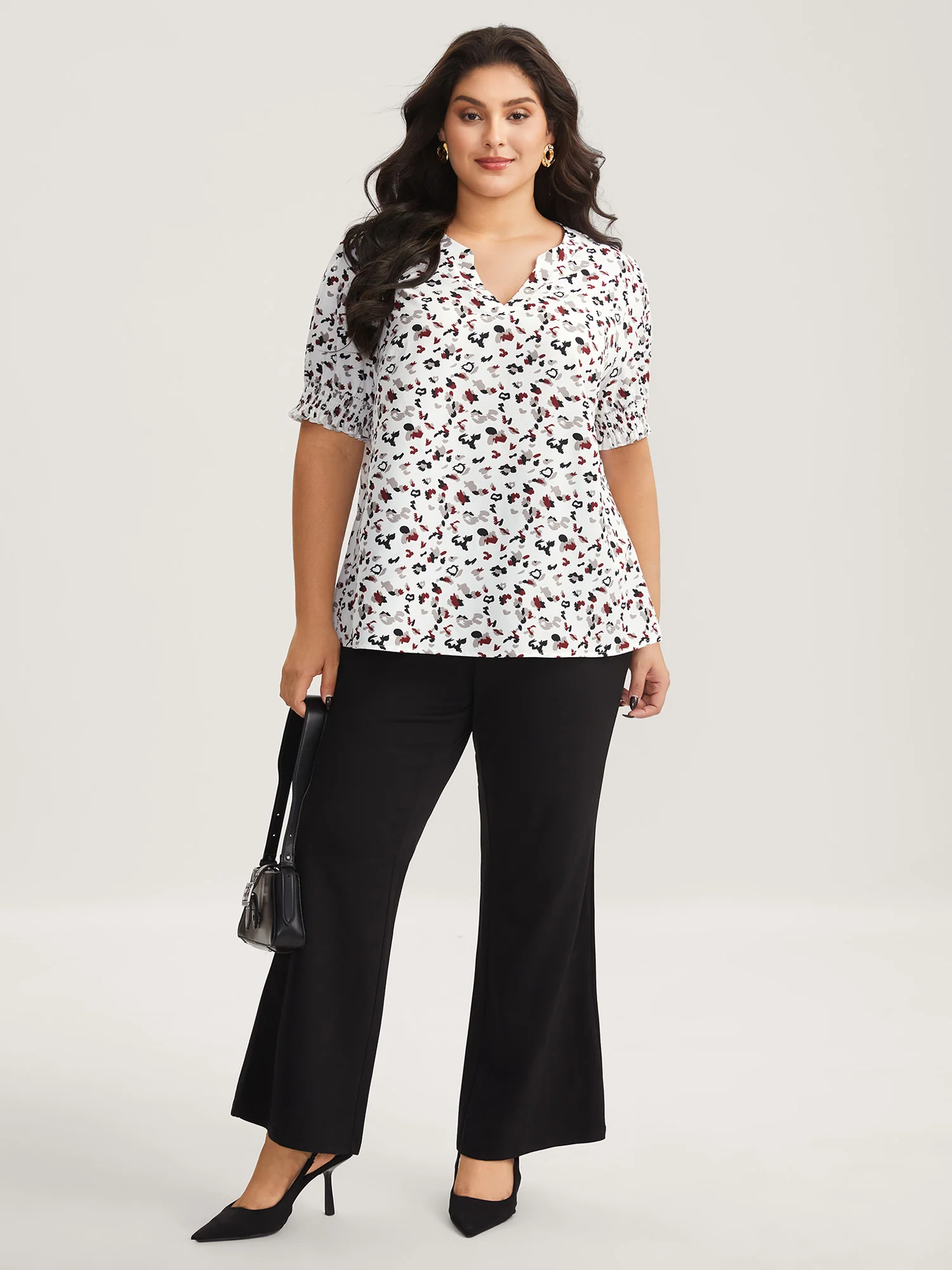 Leopard Print Split Neck Blouse - Image 3