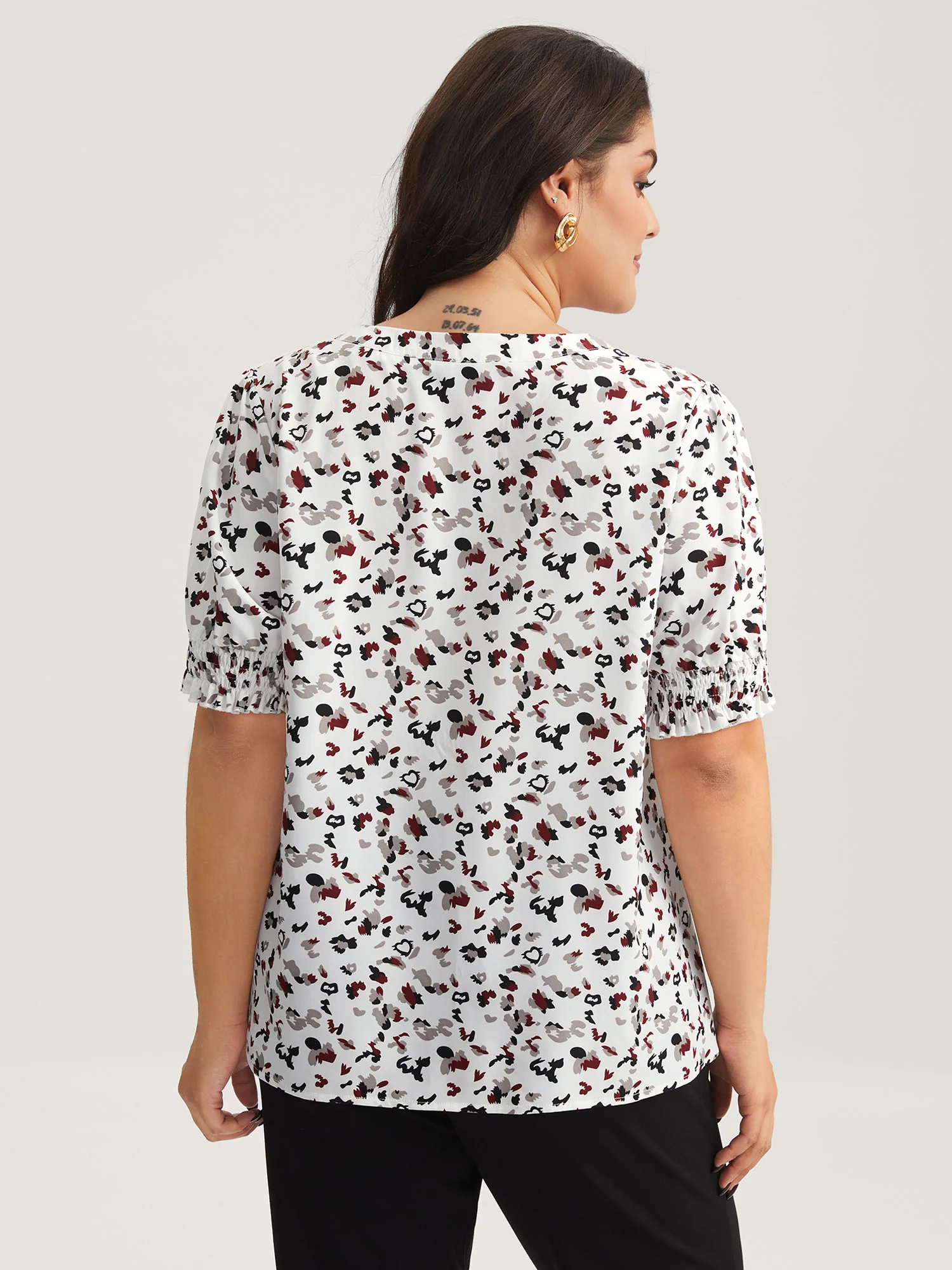 Leopard Print Split Neck Blouse - Image 4