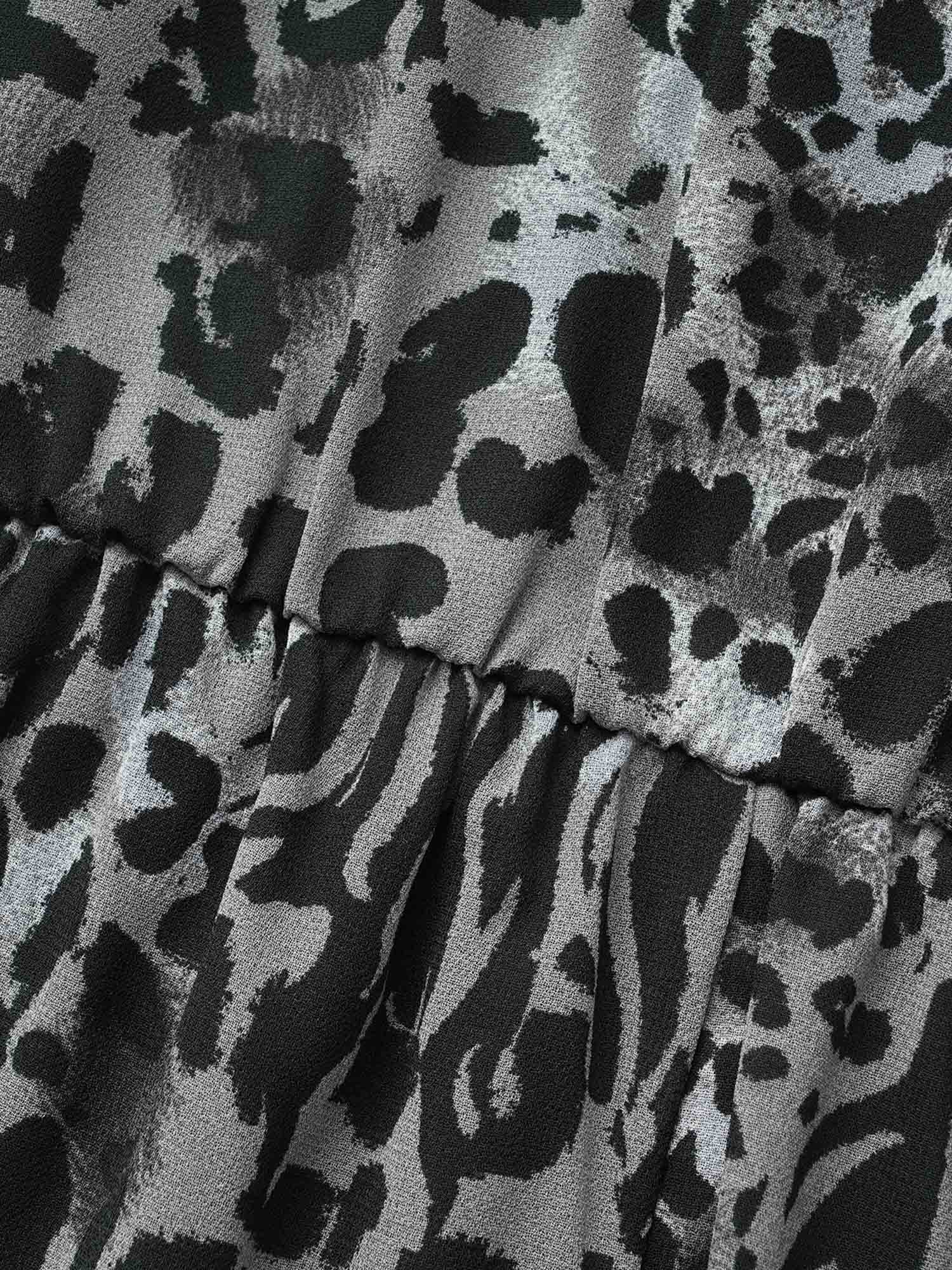Leopard Print Square Neck Chiffon Dress - Image 5