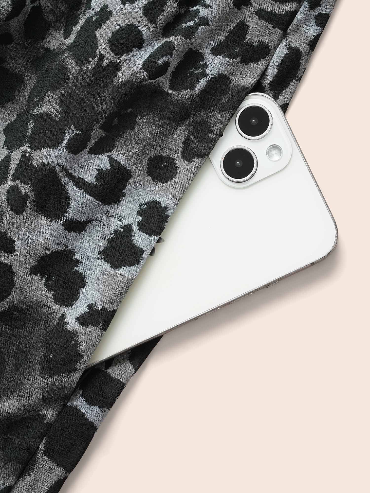 Leopard Print Square Neck Chiffon Dress - Image 6