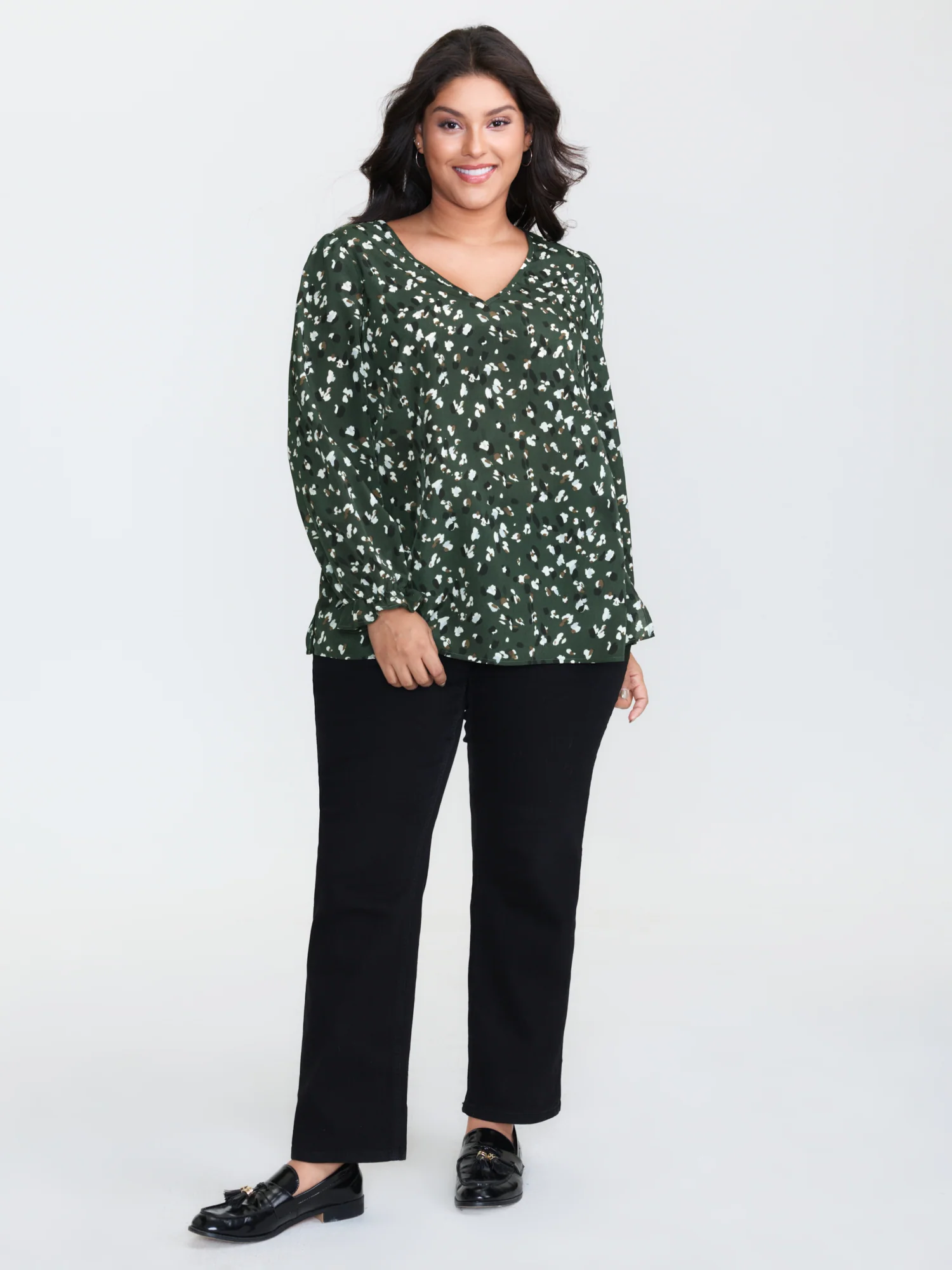 Leopard Print Stretchy Cuff Sleeve Blouse - Image 10
