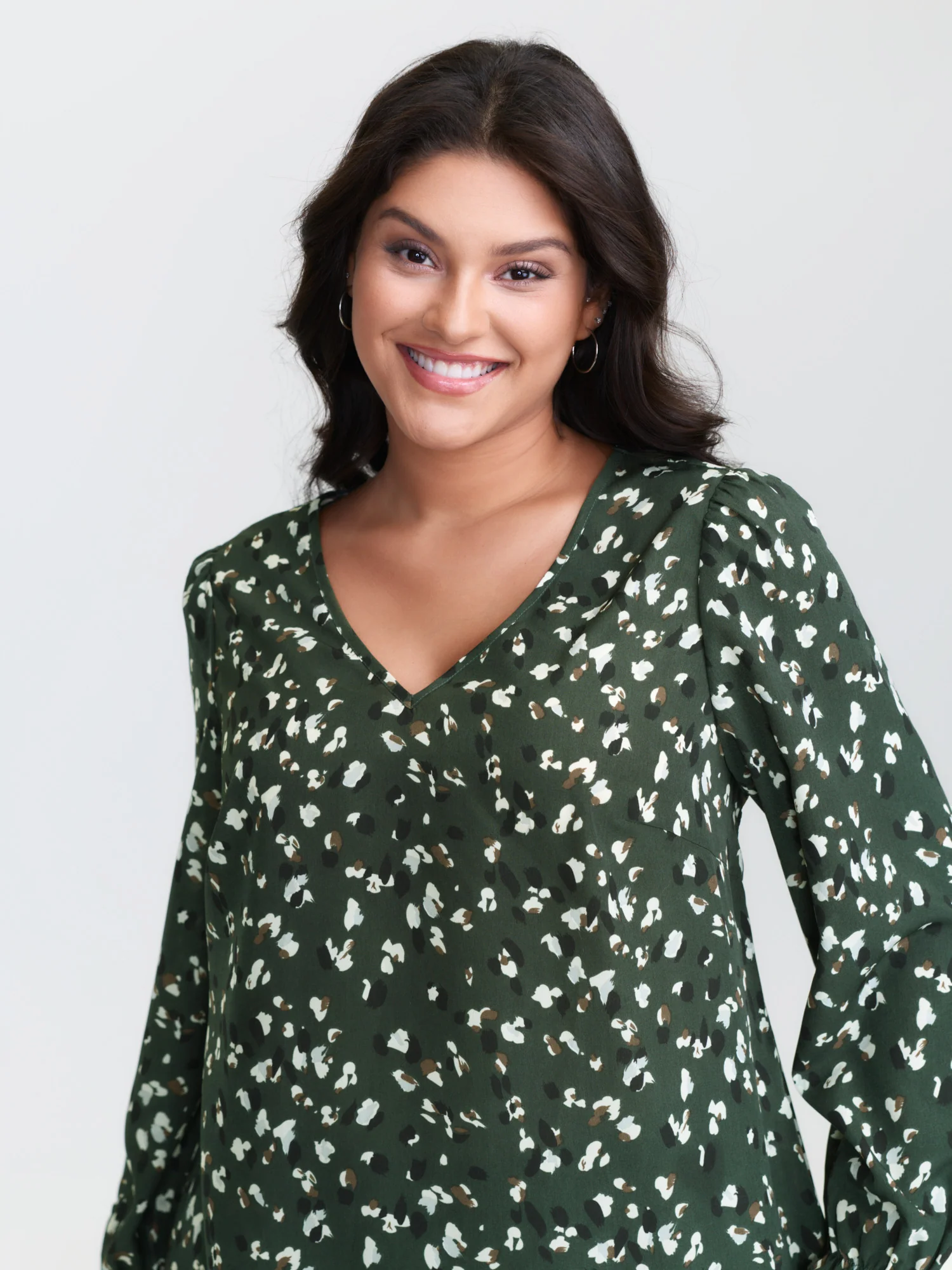 Leopard Print Stretchy Cuff Sleeve Blouse - Image 9