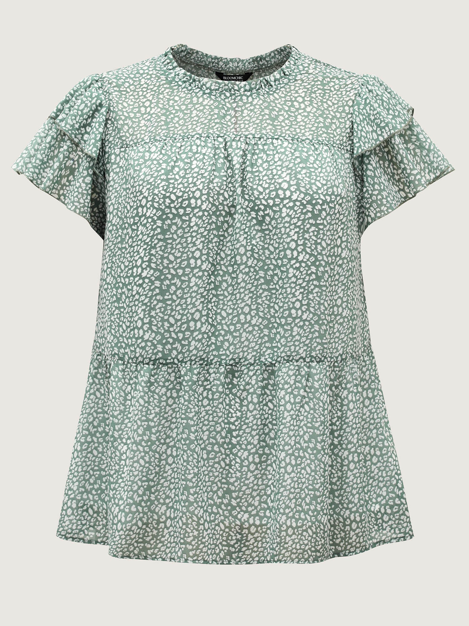 Leopard Print Stretchy Neck Flowy Blouse - Image 7