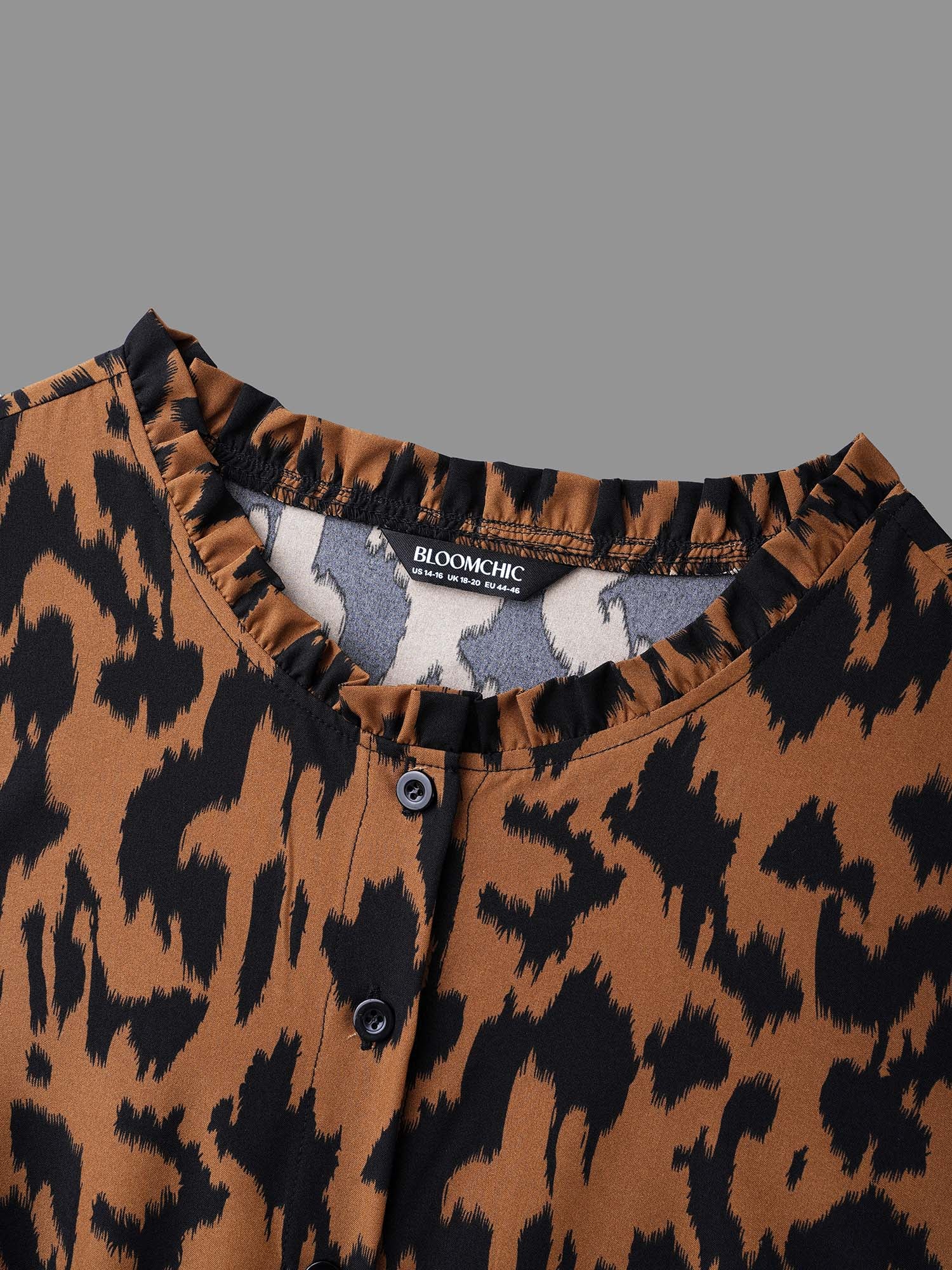 Leopard Print Stretchy Waist Belted Dress - Image 6