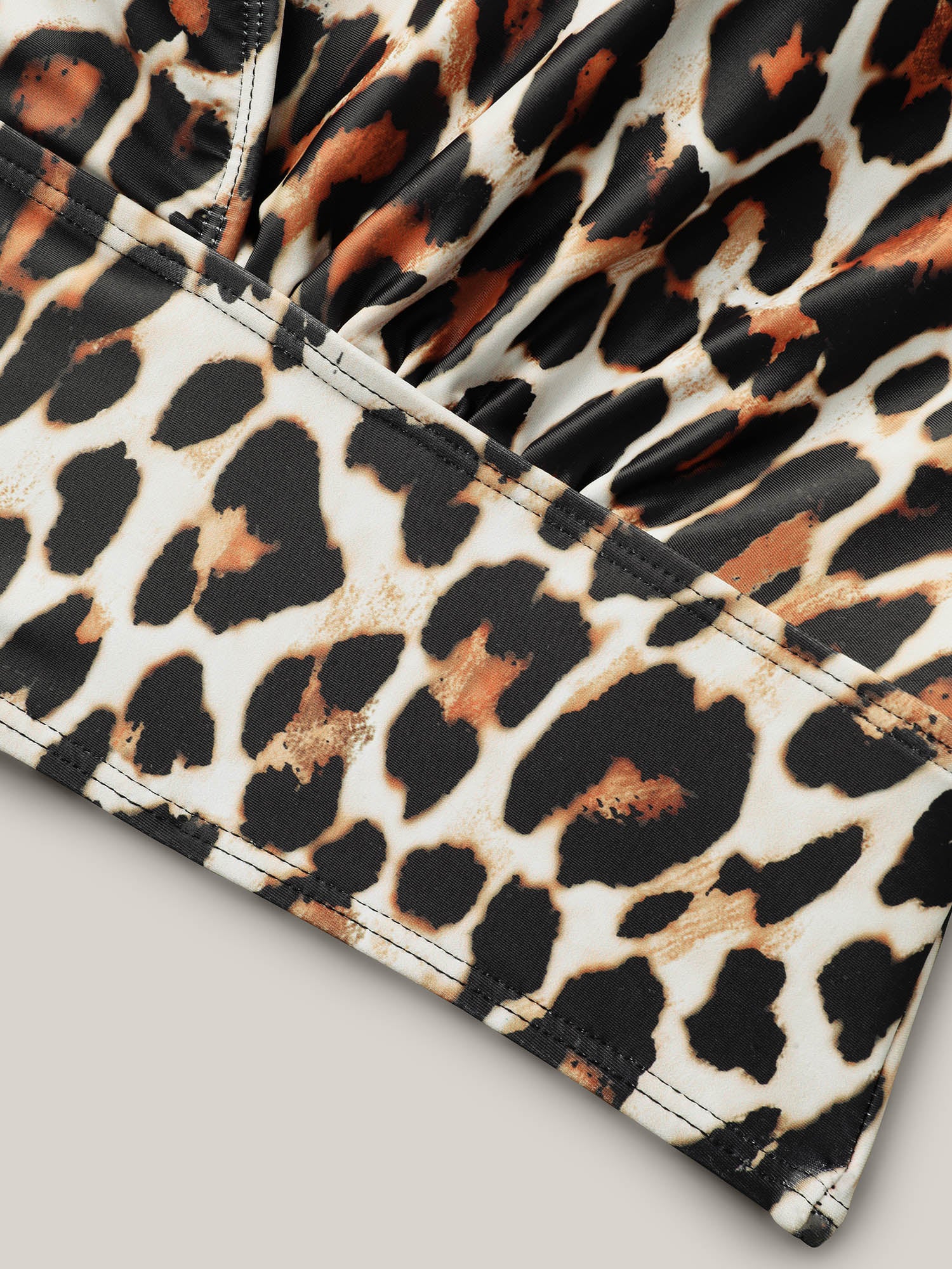 Leopard Print Surplice Neck Swim Top - Image 8
