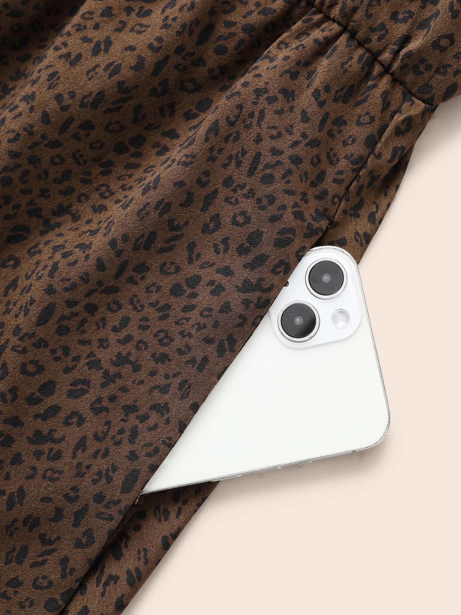 Leopard Print Tie Knot Gathered Dress - Image 6