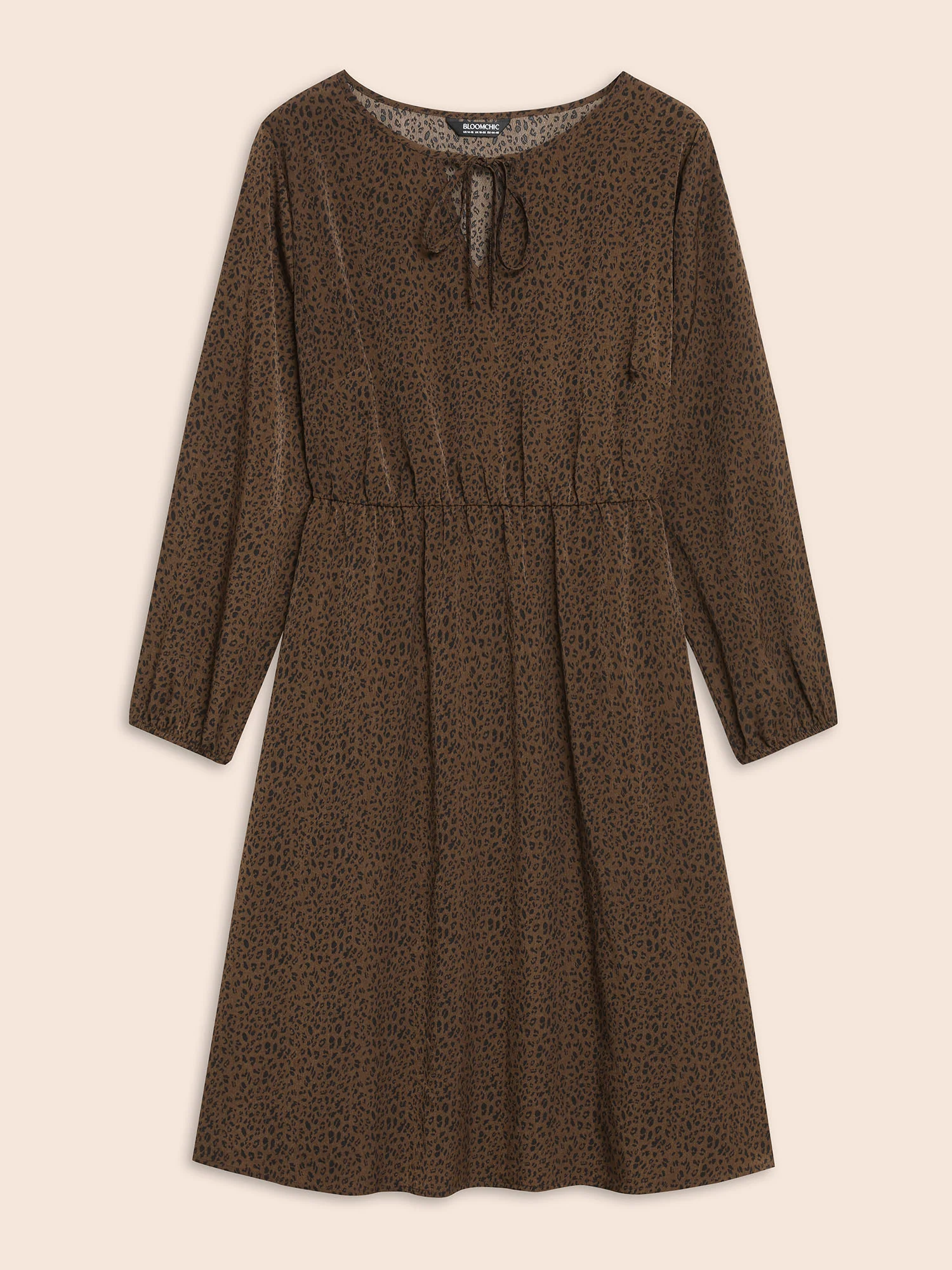 Leopard Print Tie Knot Gathered Dress - Image 7