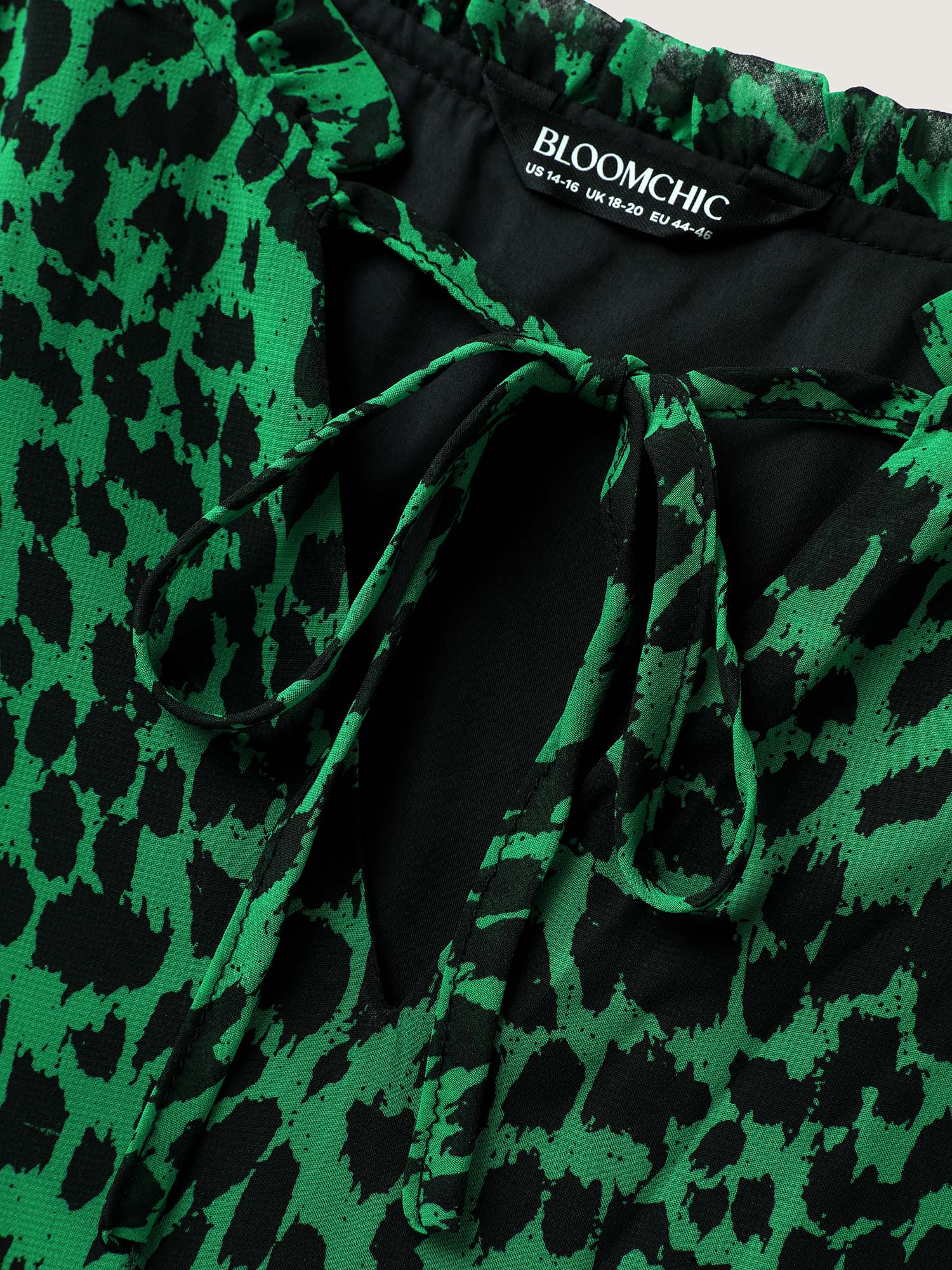 Leopard Print Tie Knot Lantern Sleeve Blouse - Image 6