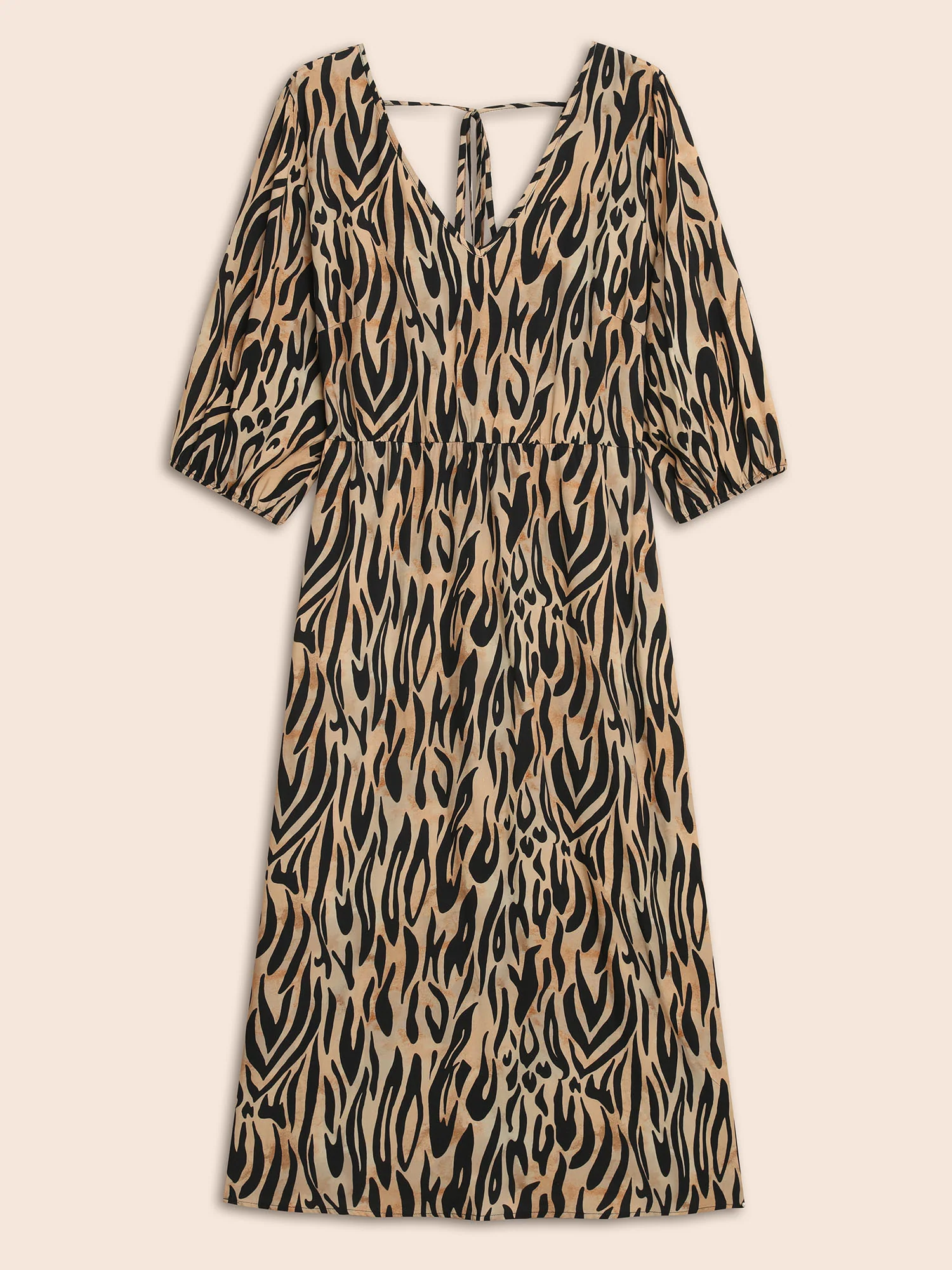 Leopard Print Tie Knot Lantern Sleeve Dress - Image 7