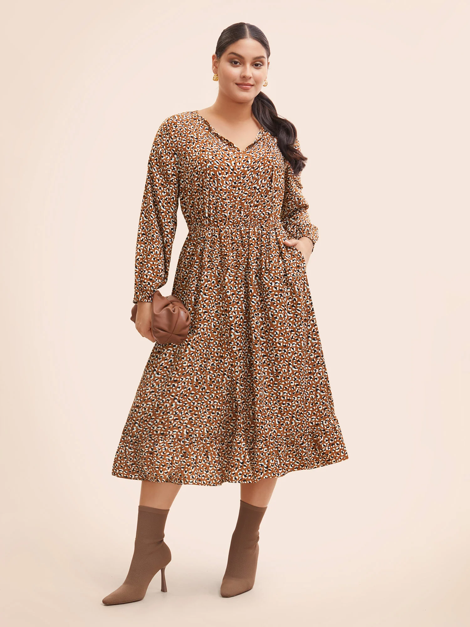 Leopard Print Tie Knot Midi Dress - Image 2