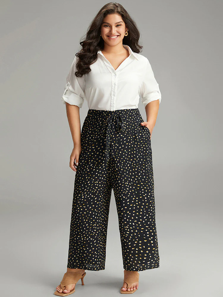 Leopard Print Ties Straight Leg Pants - Image 4