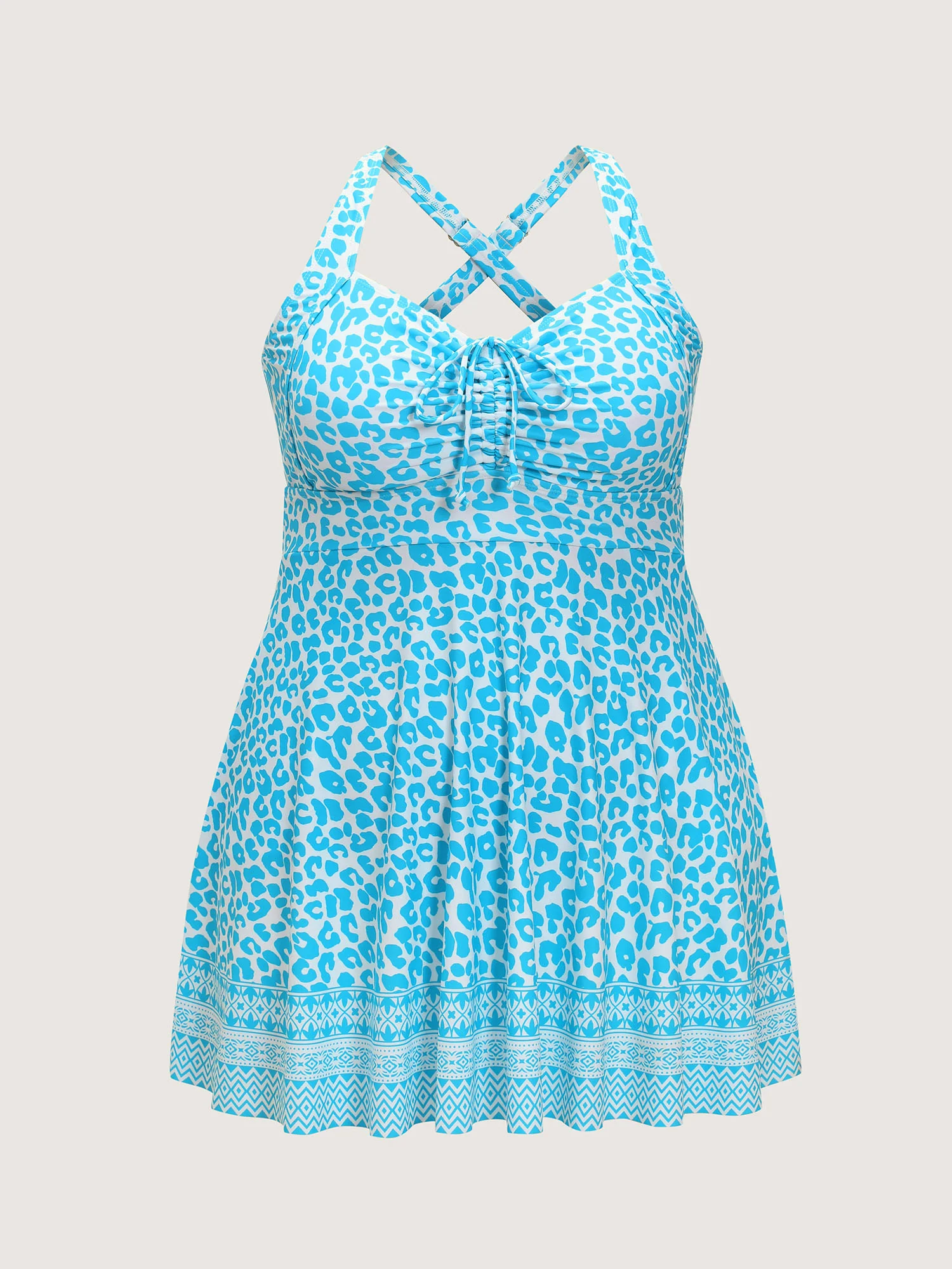 Leopard Print Triangular Waist Swim Dress - Image 10