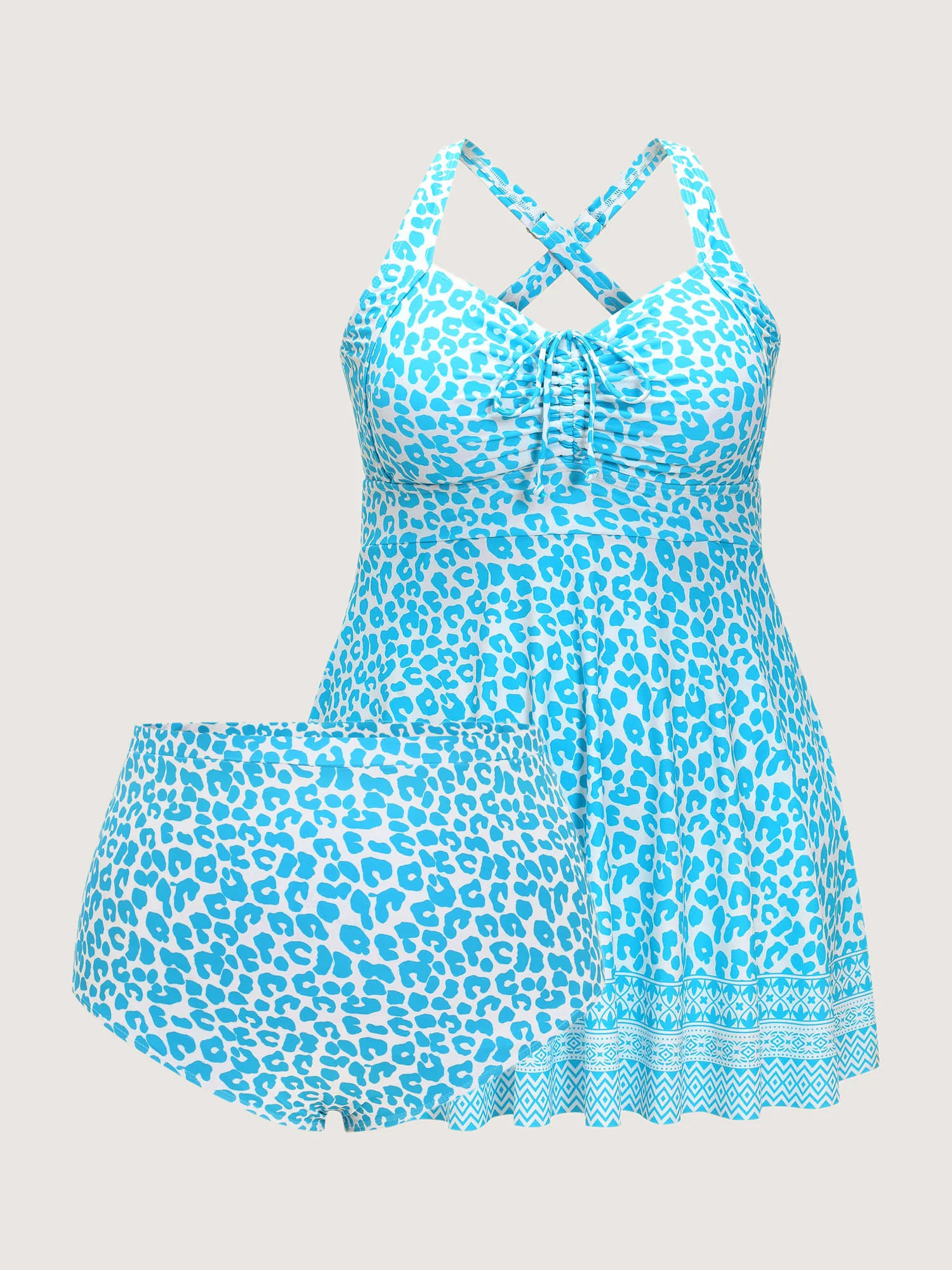 Leopard Print Triangular Waist Swim Dress - Image 11