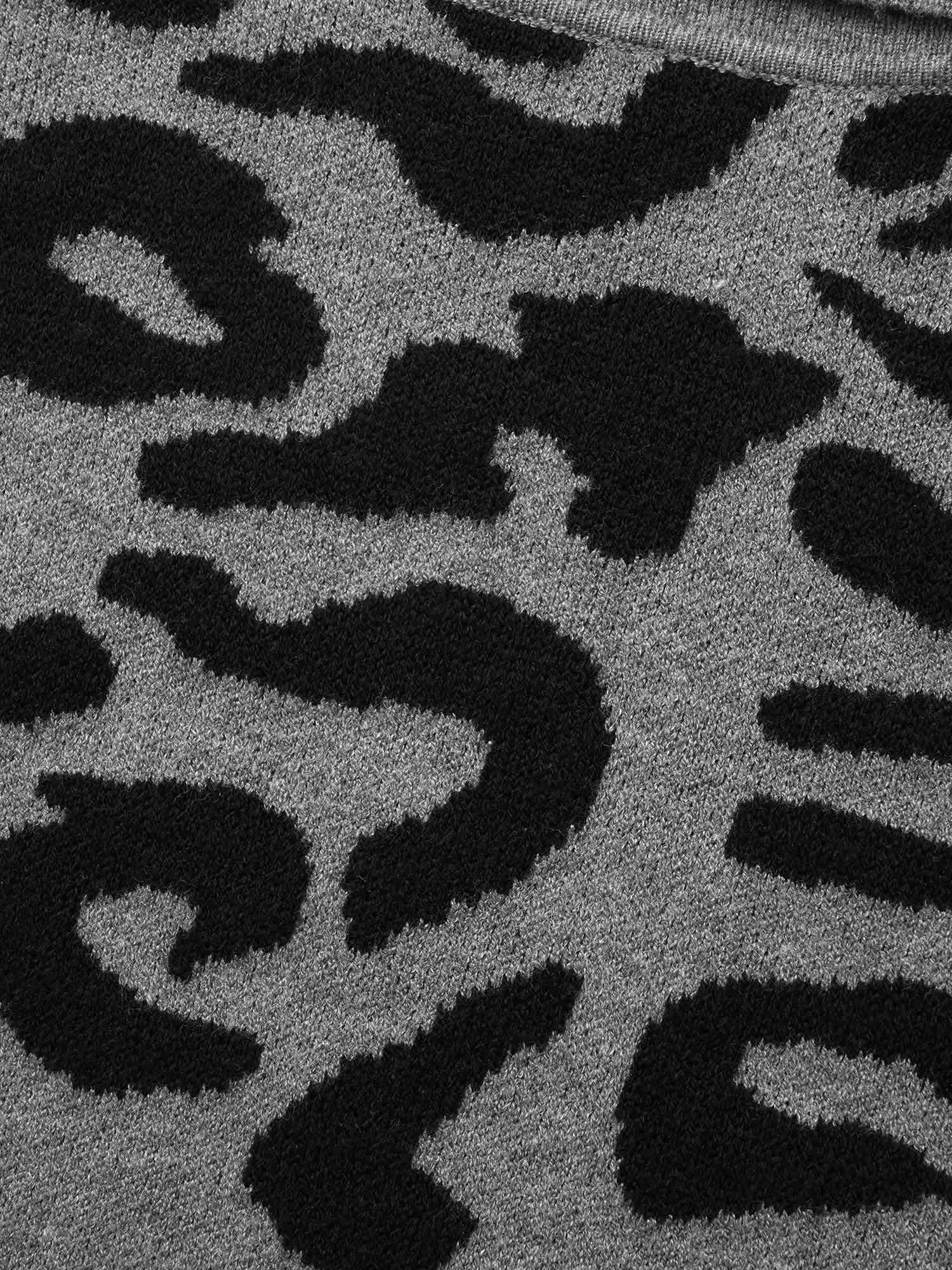 Leopard Print Turtleneck Drop Shoulder Sleeve Pullover - Image 5