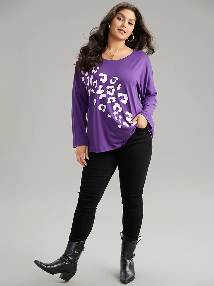 Leopard Print Two Tone T-shirt - Image 4