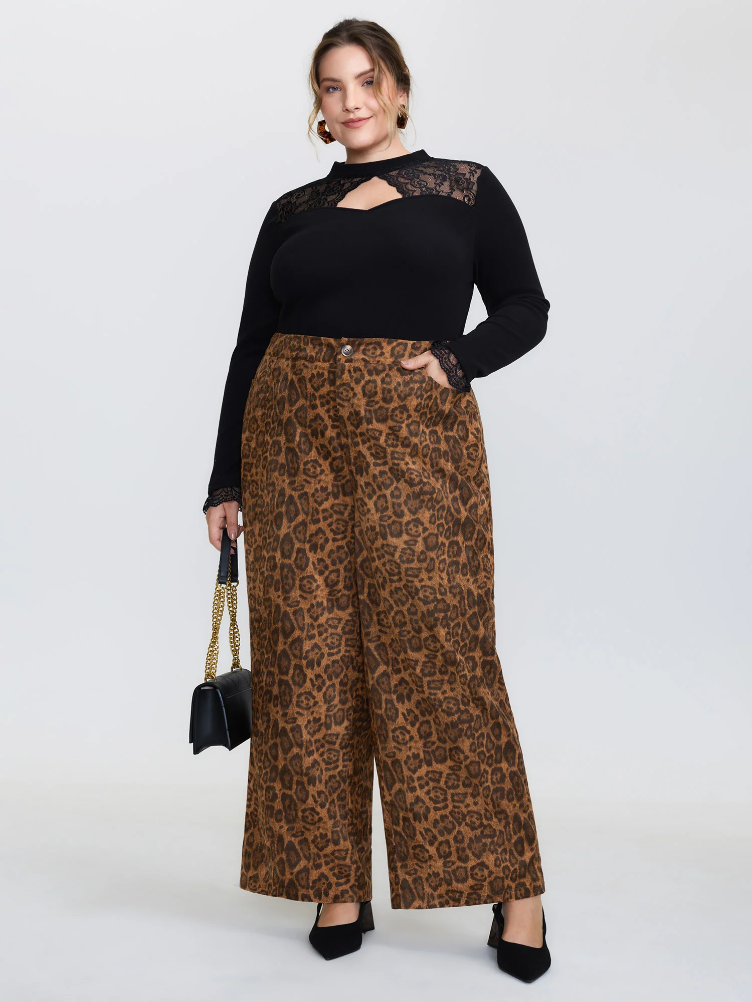 Leopard Print Wide-Leg Pants - Image 2