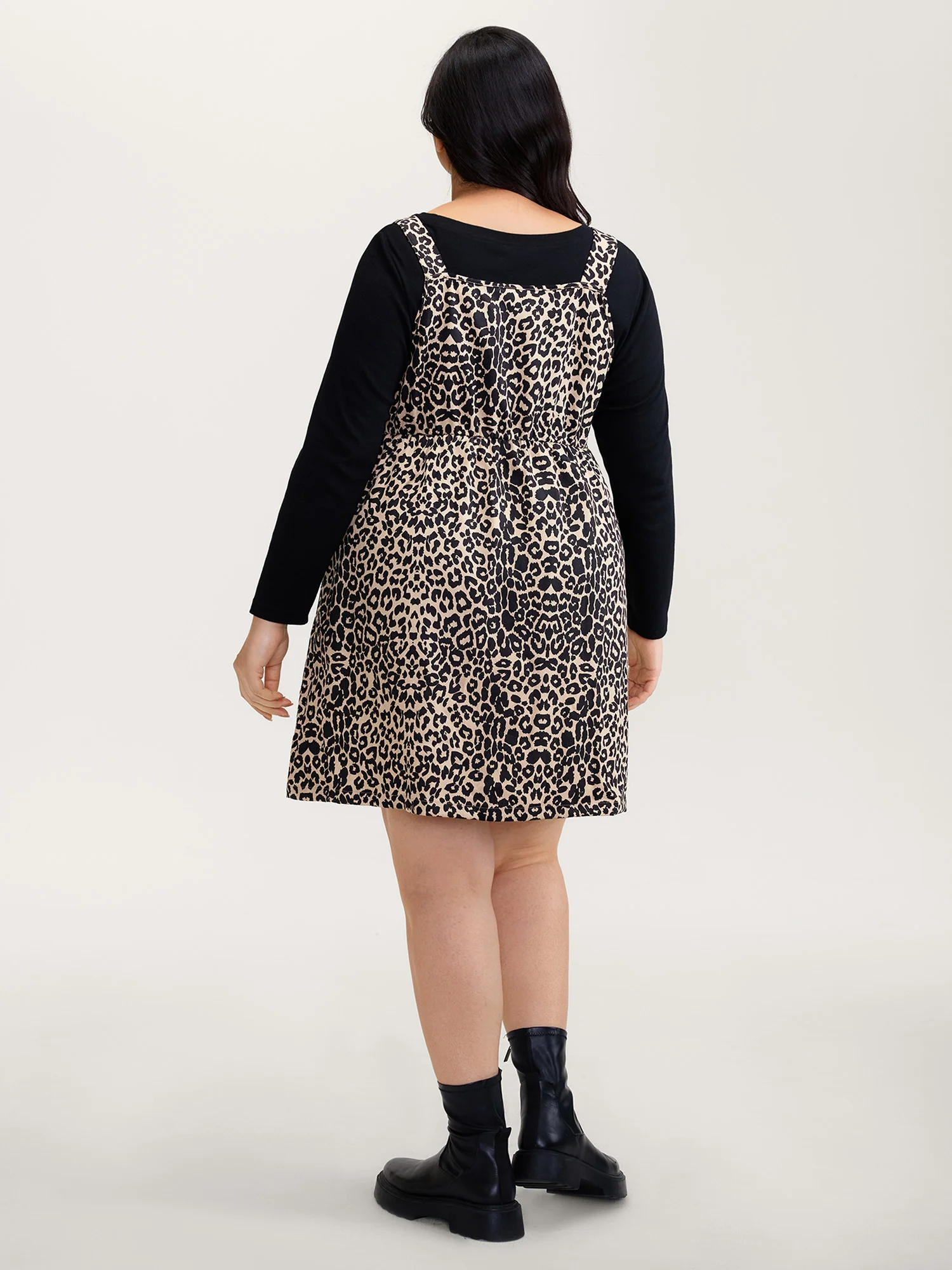 Leopard Print Zipper Front Knee-Length Dress - Image 4