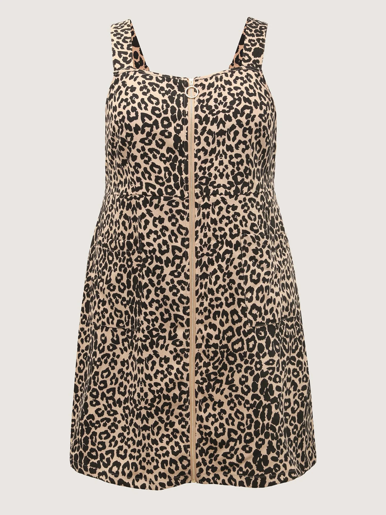 Leopard Print Zipper Front Knee-Length Dress - Image 7