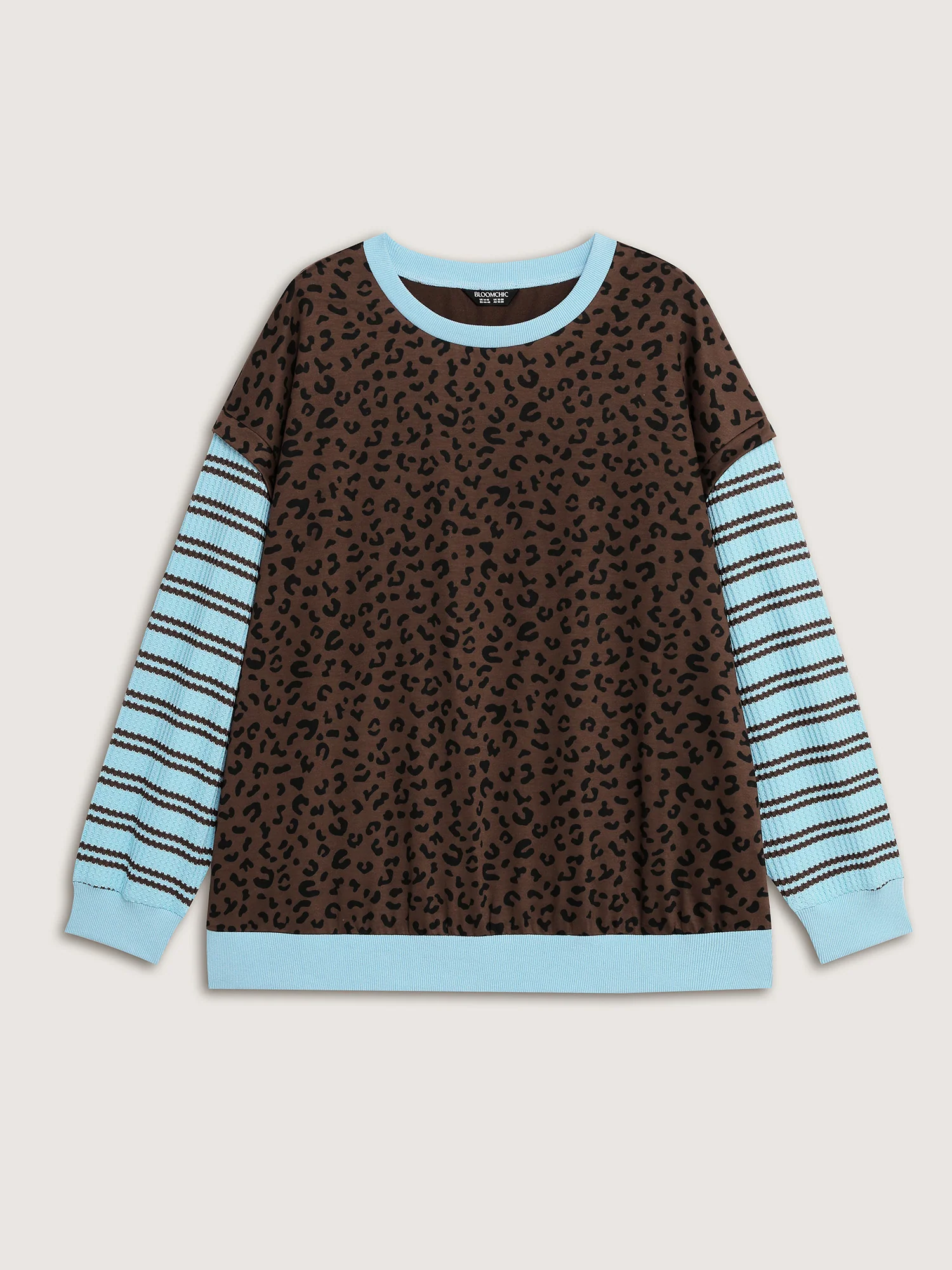 Leopard Stripe Print Textured Sweatshirt - Image 7