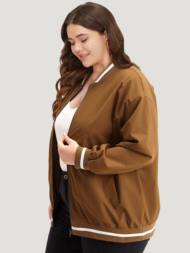 Letter Embroidered Pocket Baseball Collar Jacket - Image 3