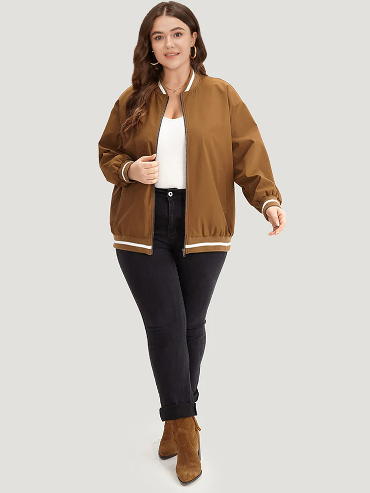 Letter Embroidered Pocket Baseball Collar Jacket - Image 4