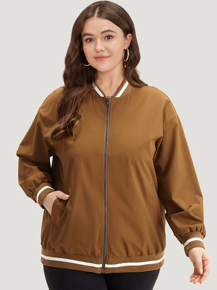 Letter Embroidered Pocket Baseball Collar Jacket - Image 5