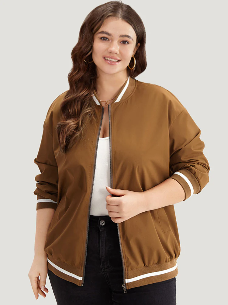 Letter Embroidered Pocket Baseball Collar Jacket - Image 6