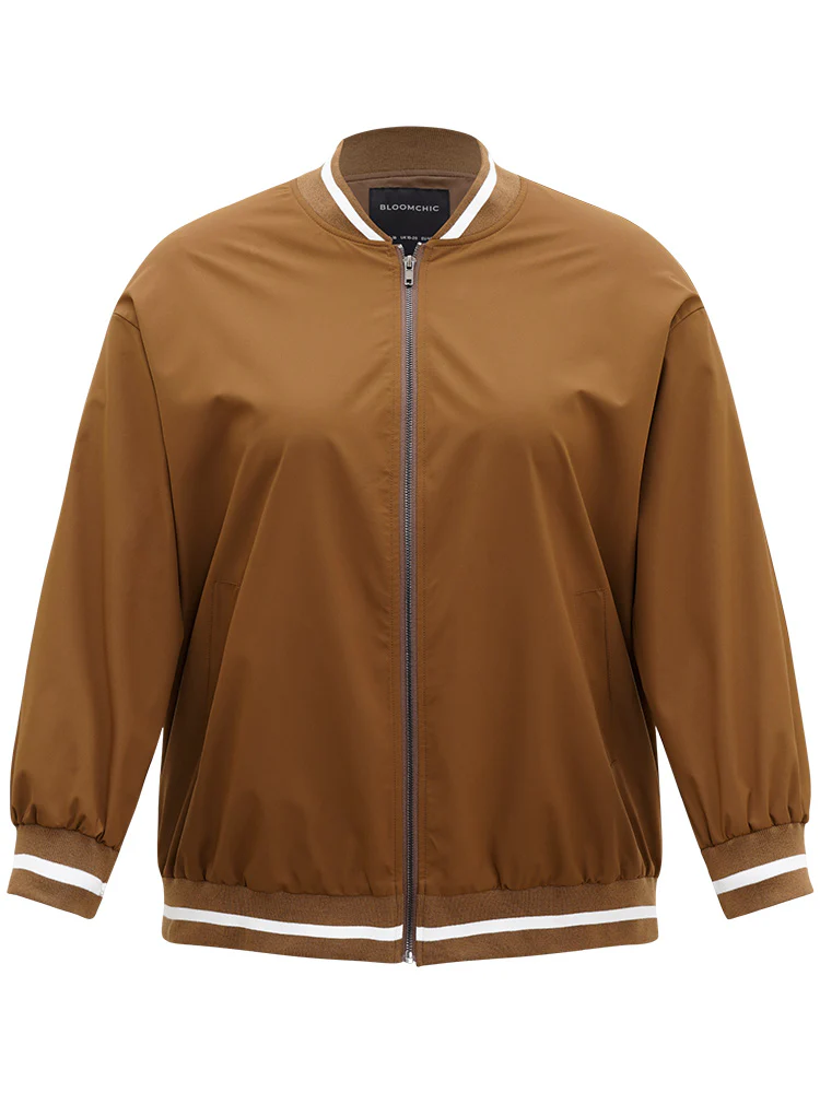 Letter Embroidered Pocket Baseball Collar Jacket - Image 7
