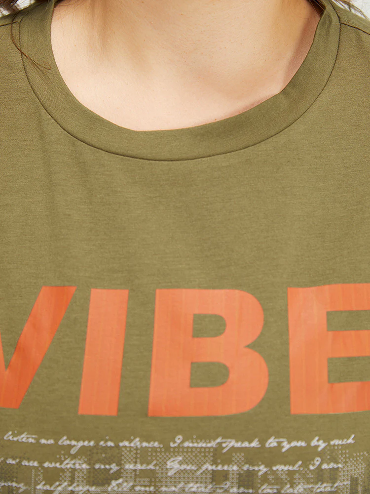 Letter & Graphic Print Pocket Crew Neck Dress - Image 7