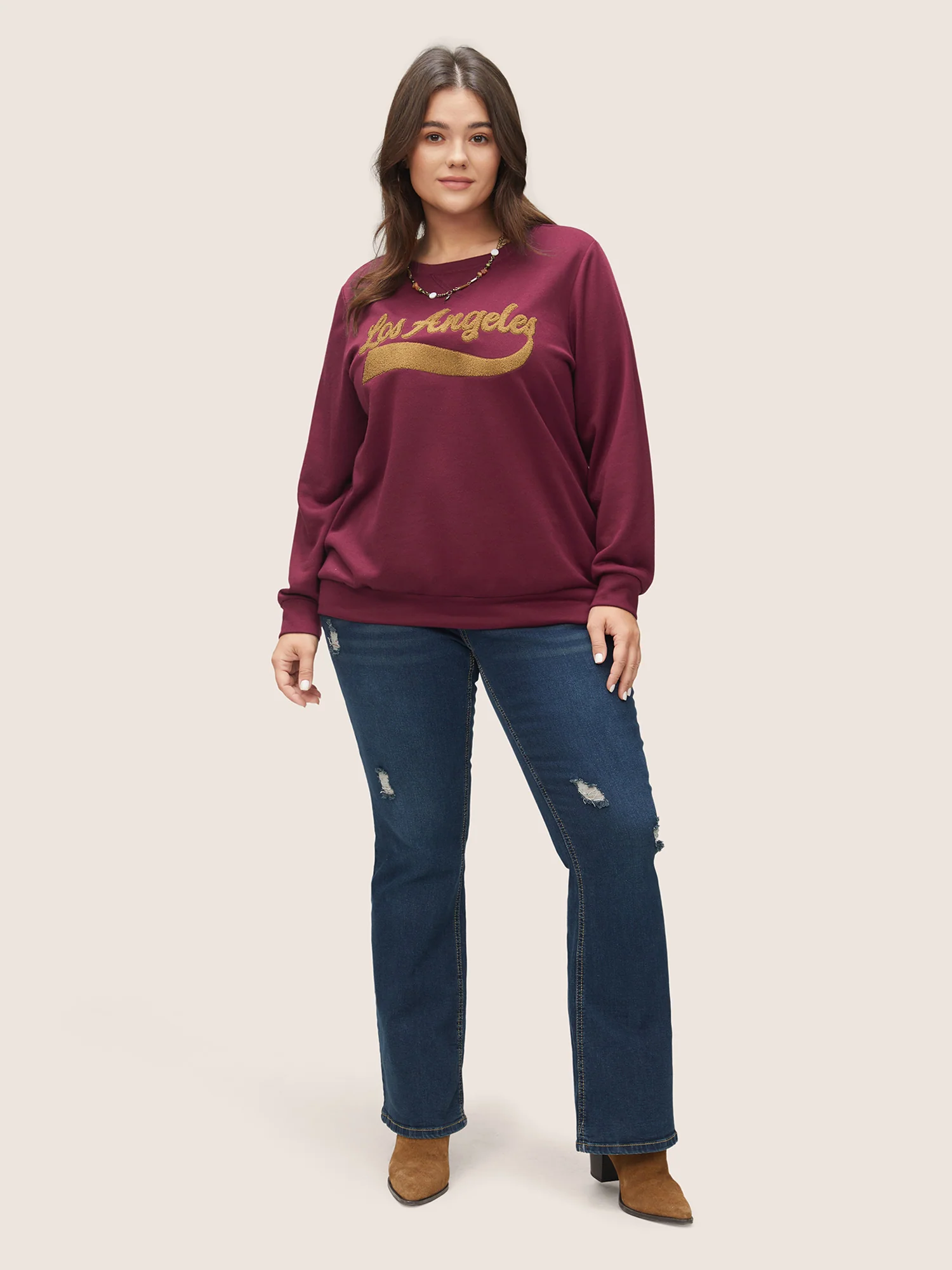 Letter Graphic Towel Embroidered Sweatshirt - Image 4