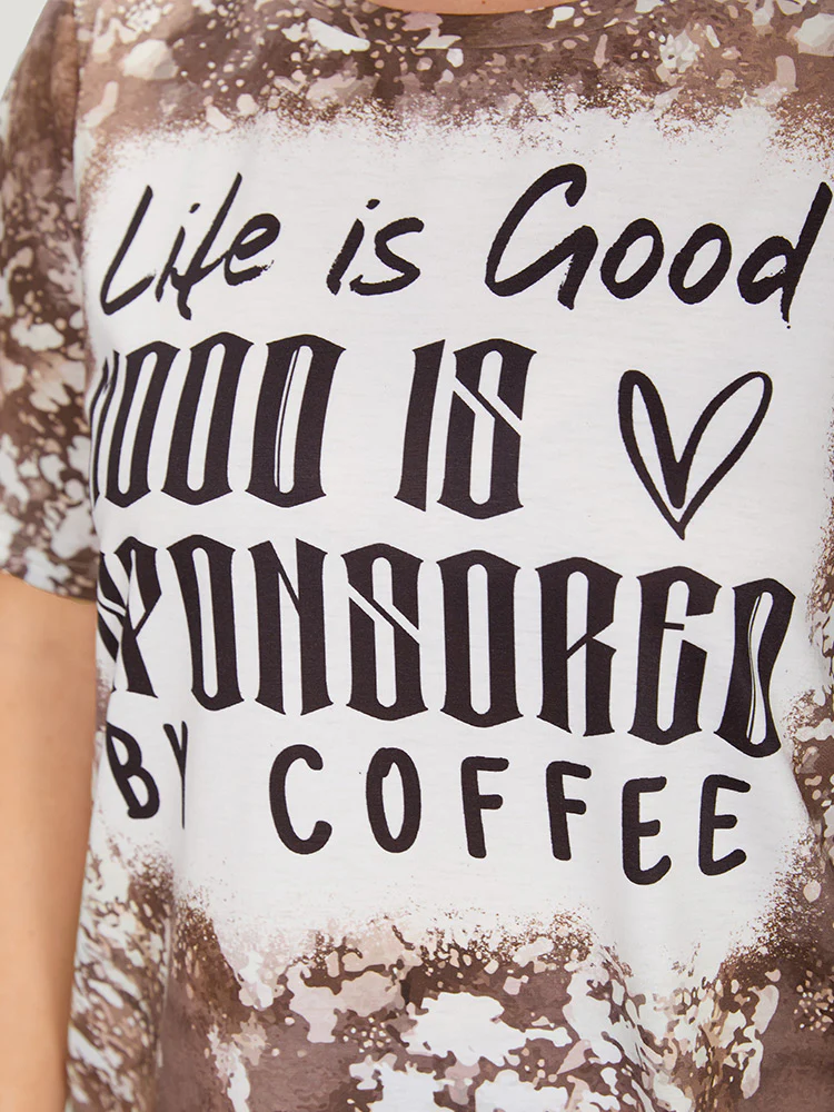 Letter Print Contrast Tie Dye Round Neck T-shirt - Image 9